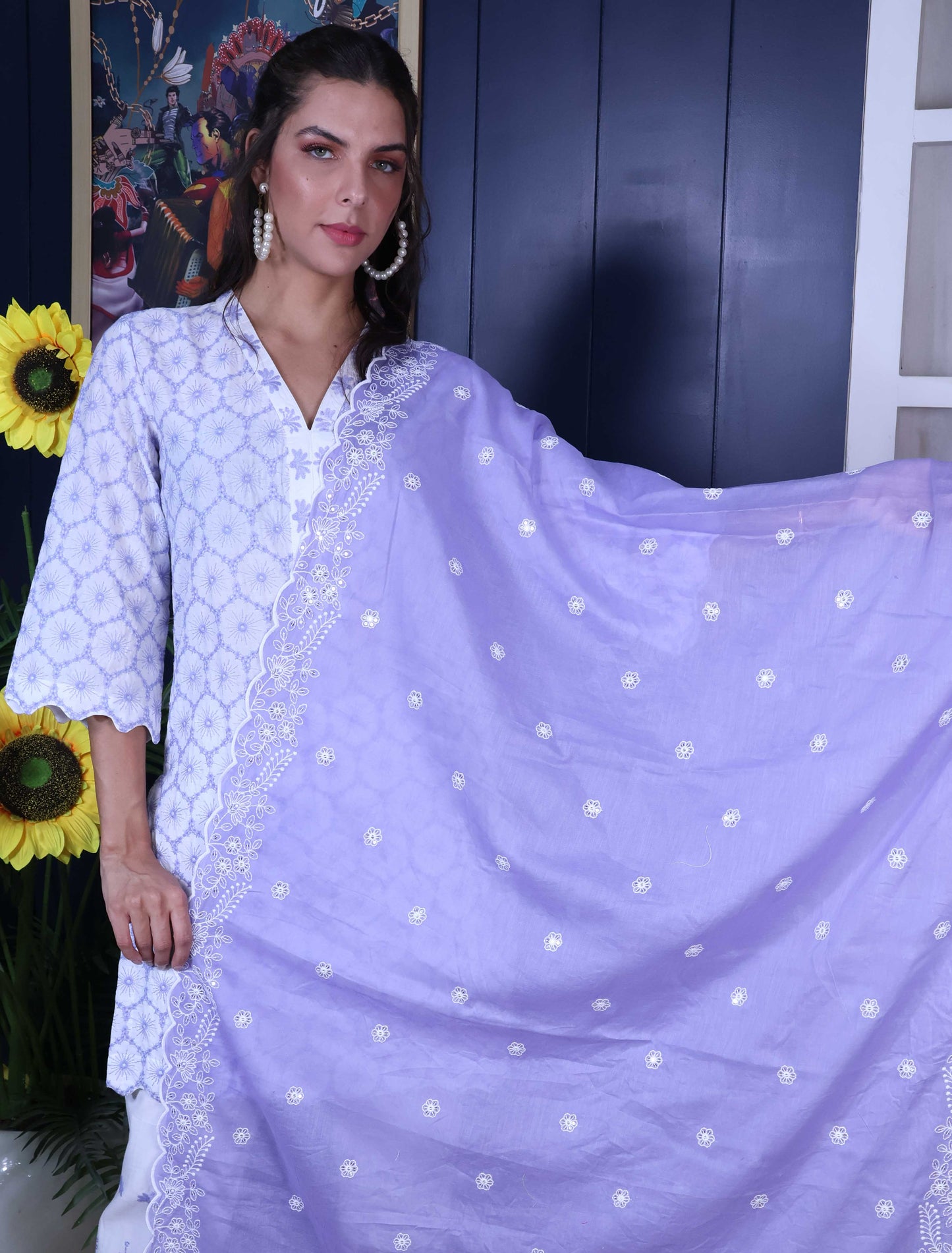 Embroidary Purple suit set