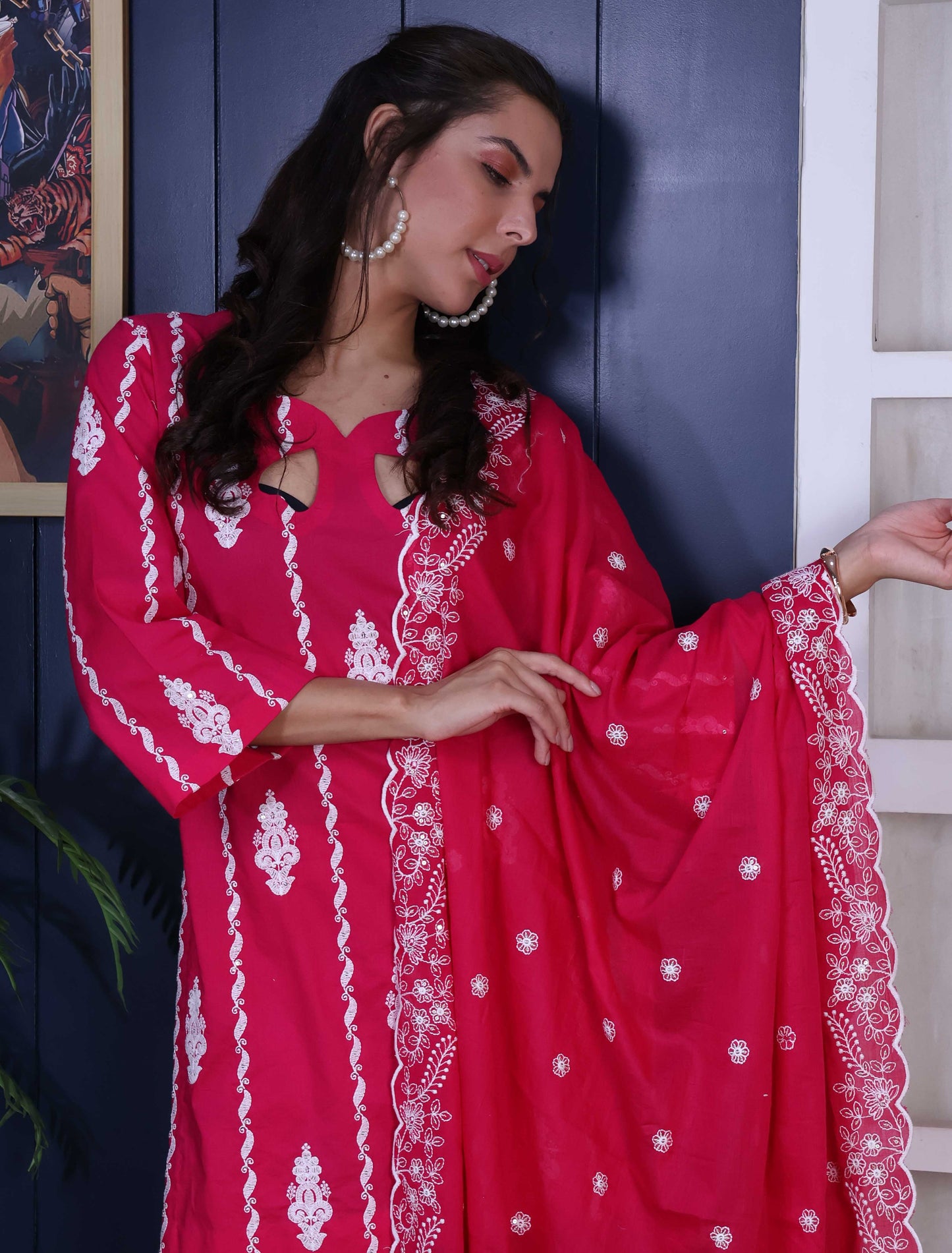 Embroidary Pink suit set