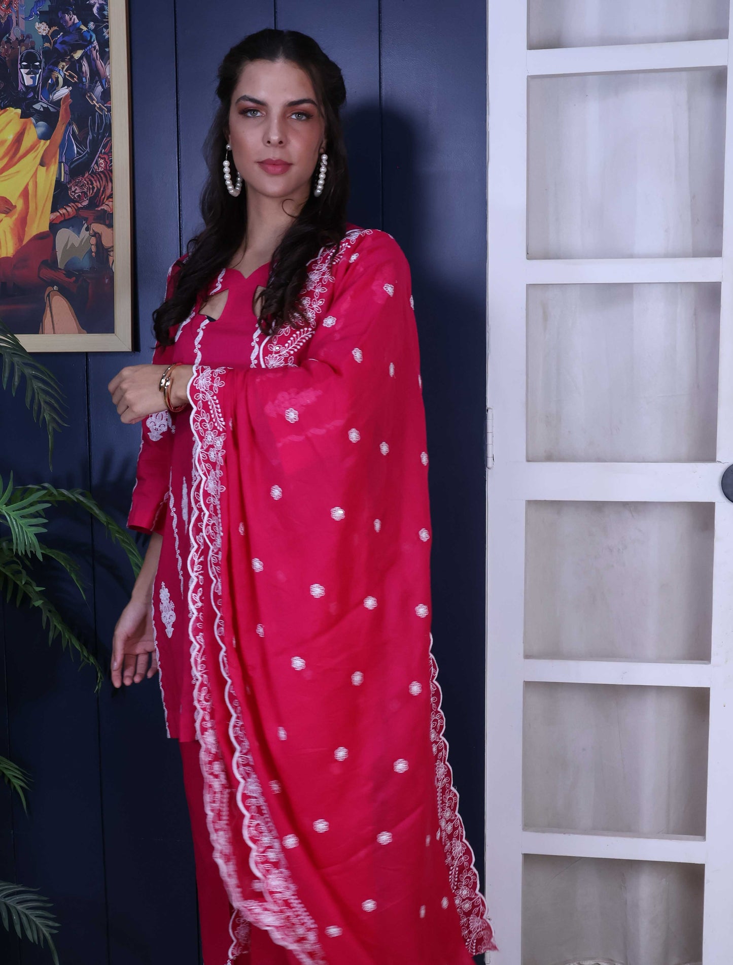 Embroidary Pink suit set