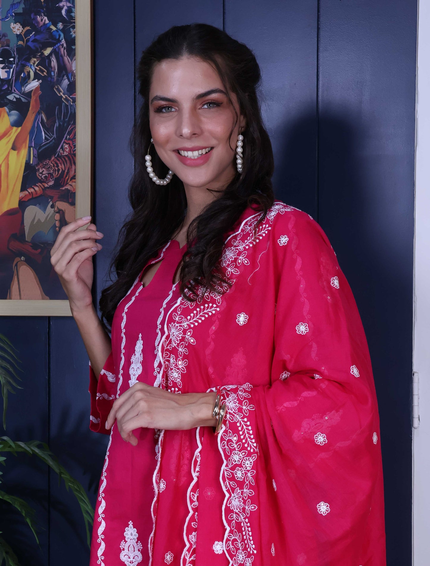 Embroidary Pink suit set