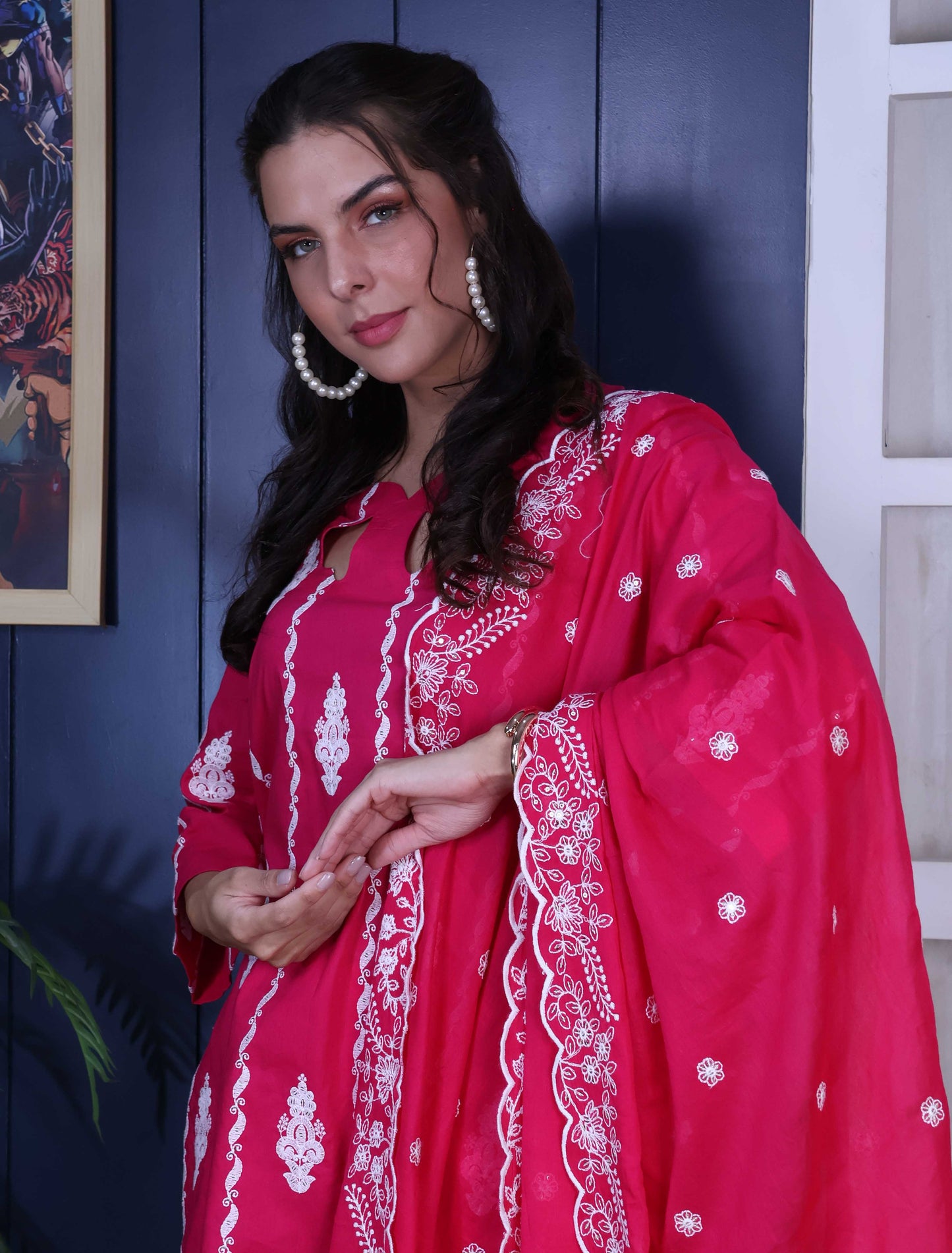 Embroidary Pink suit set