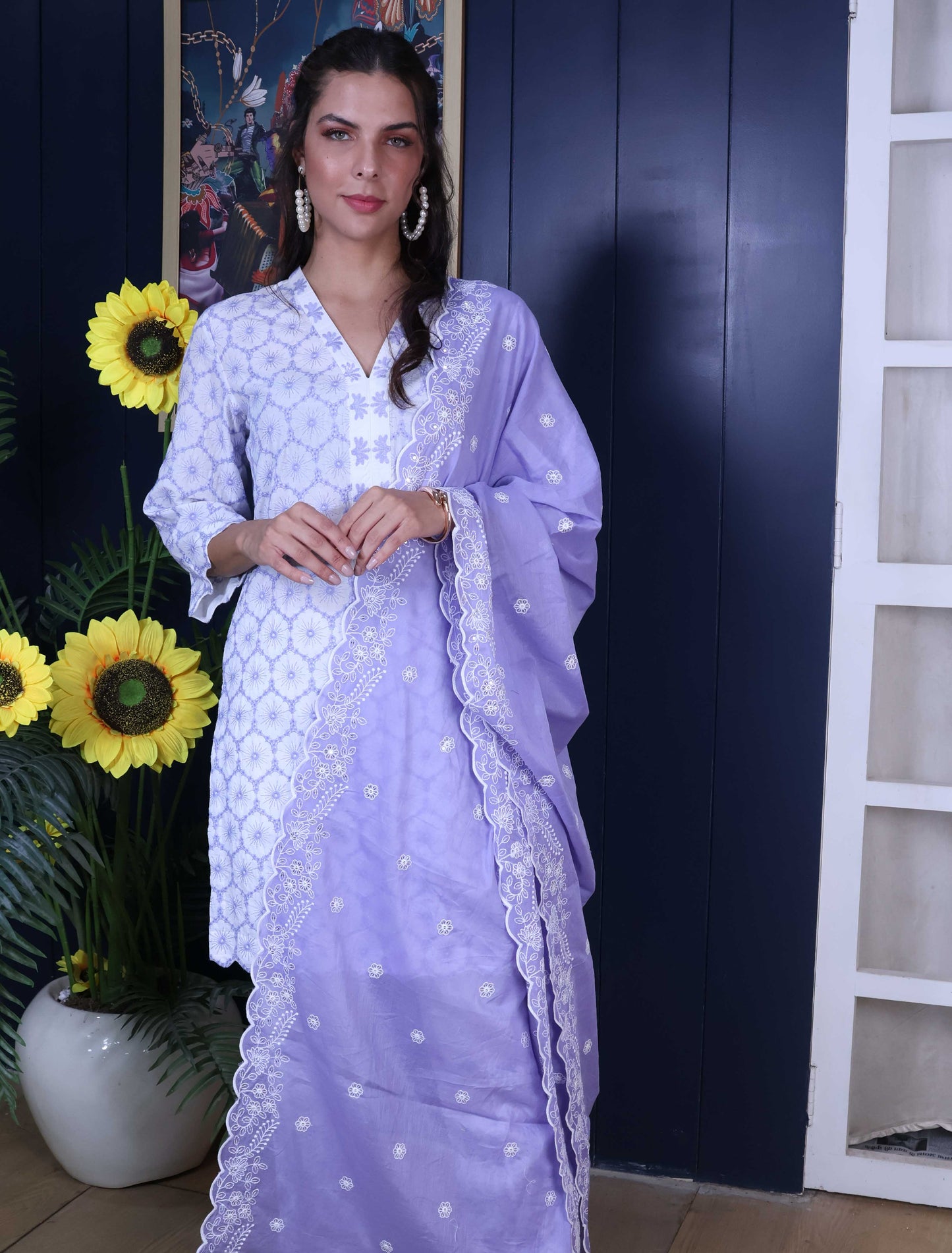 Embroidary Purple suit set