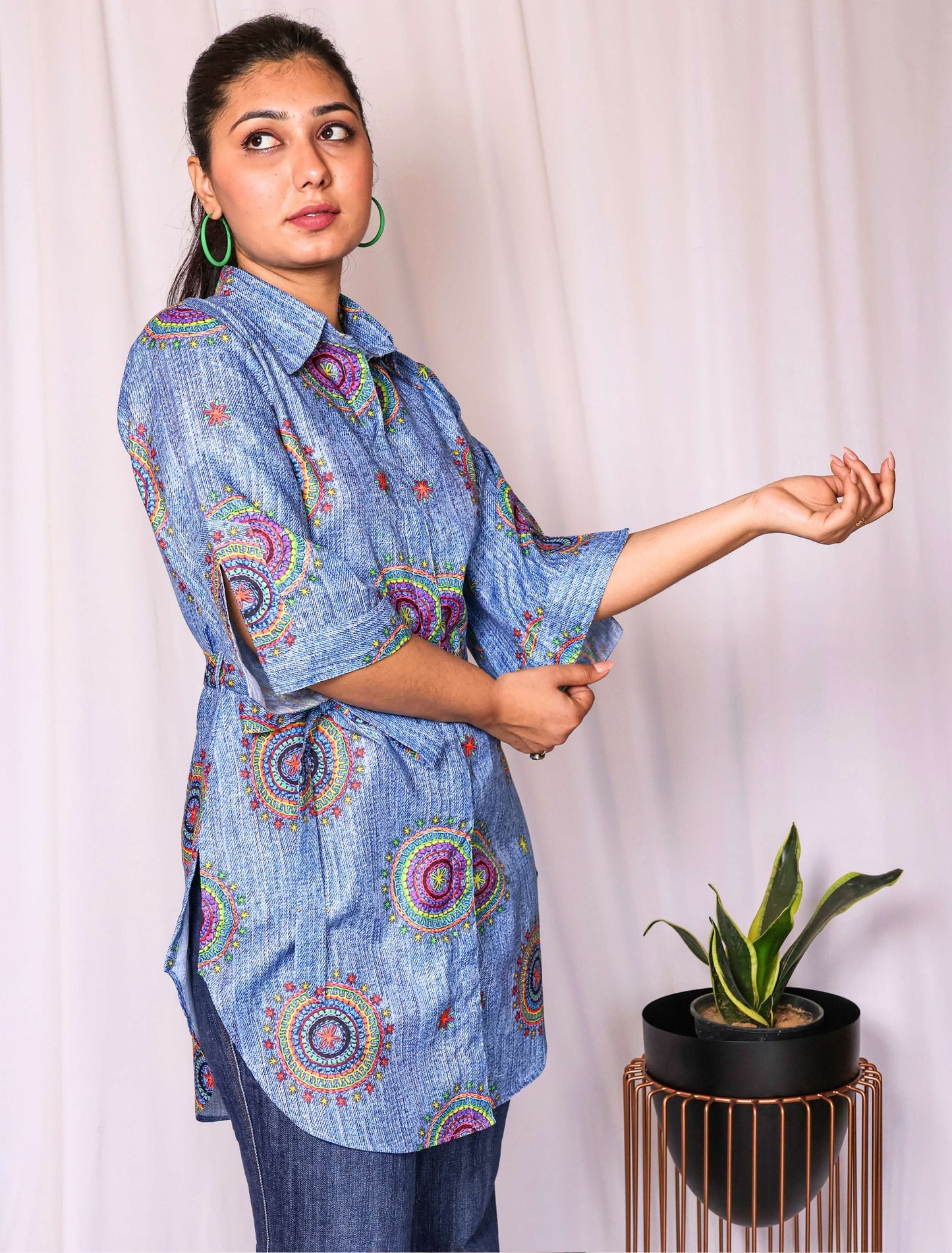 Denim shirt top