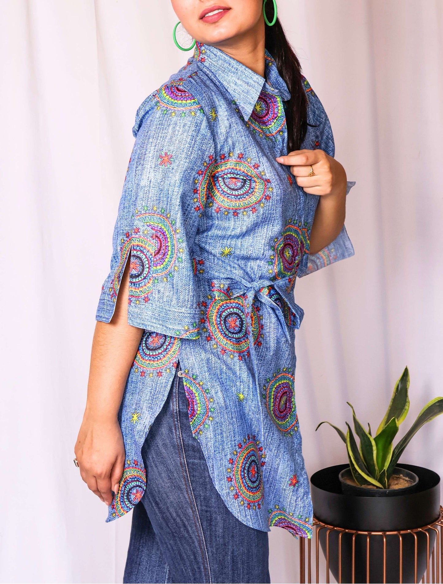 Denim shirt top