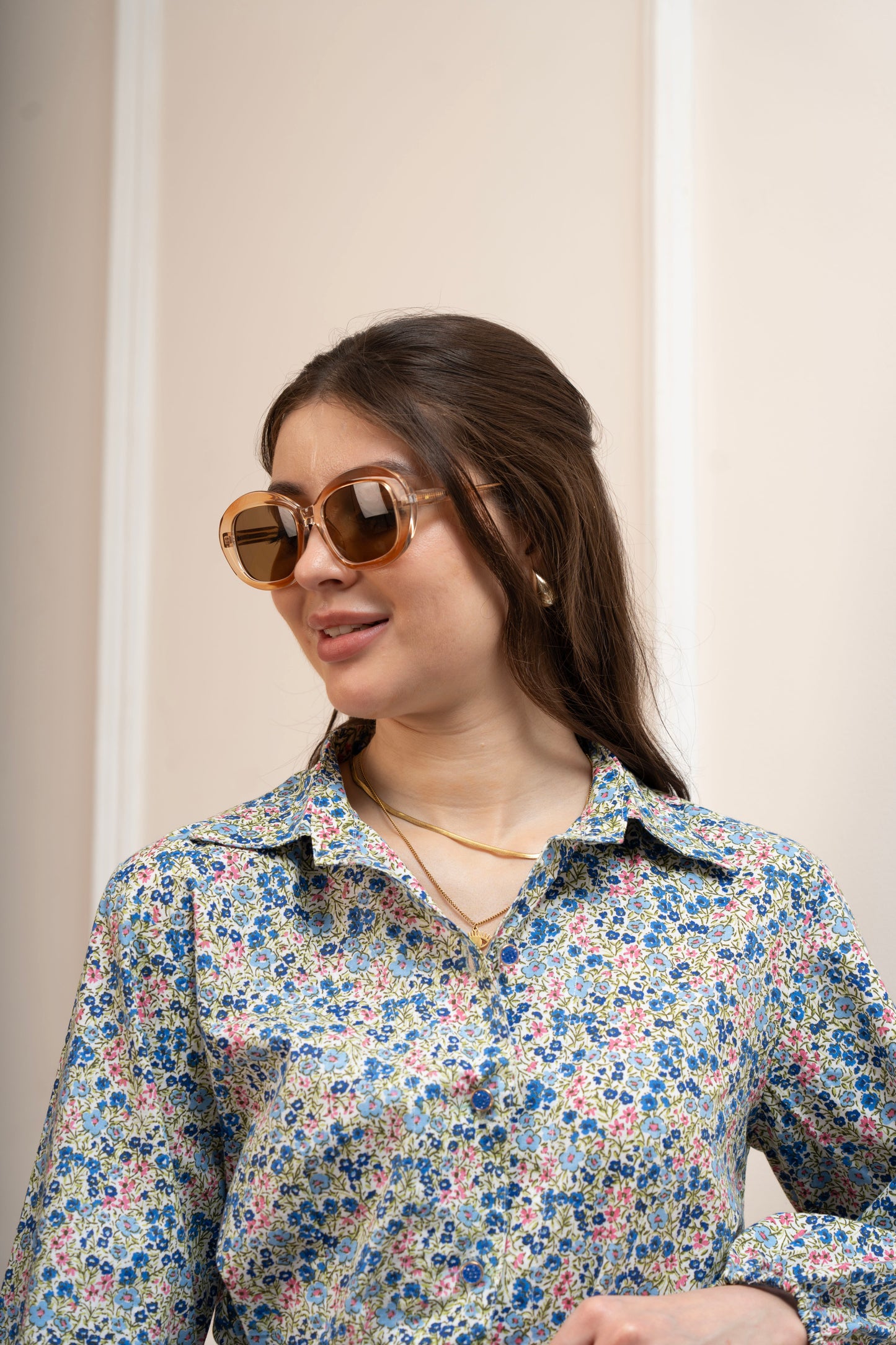 Blue Floral Dress with belt