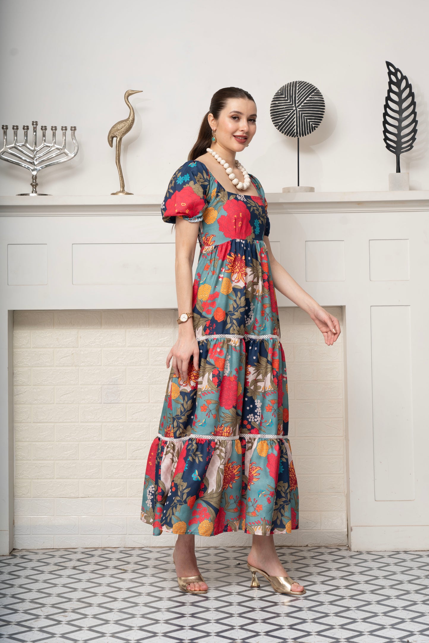 Beach Blue Cotton Linen Maxi