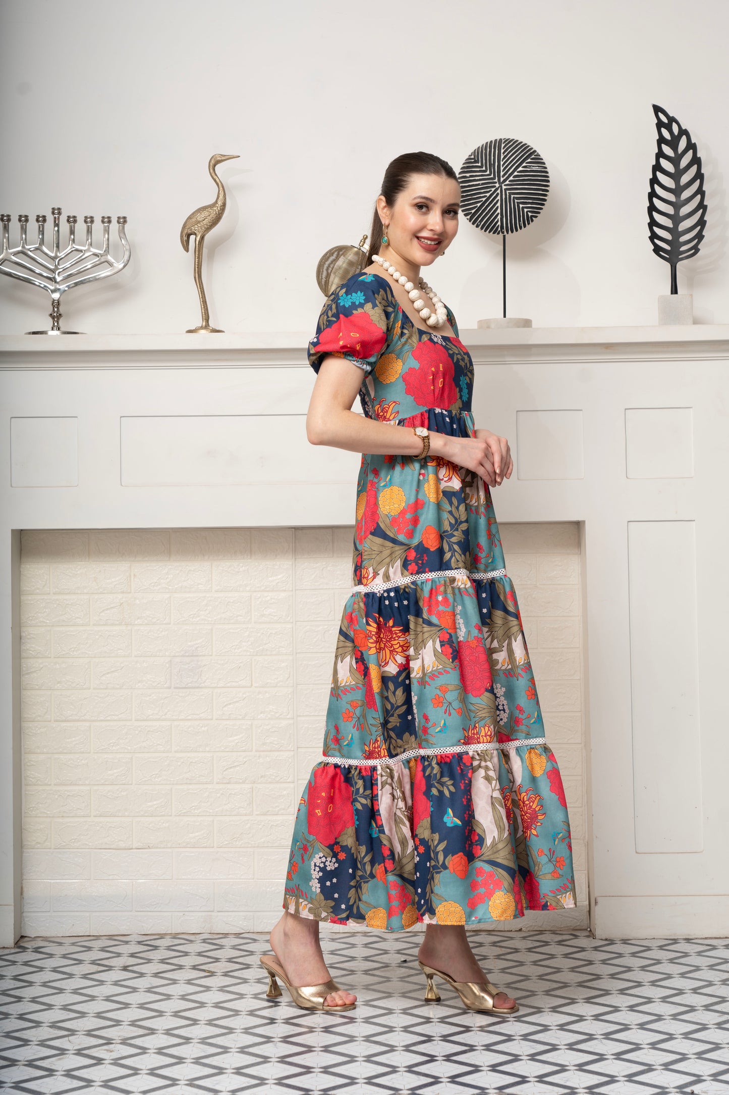 Beach Blue Cotton Linen Maxi