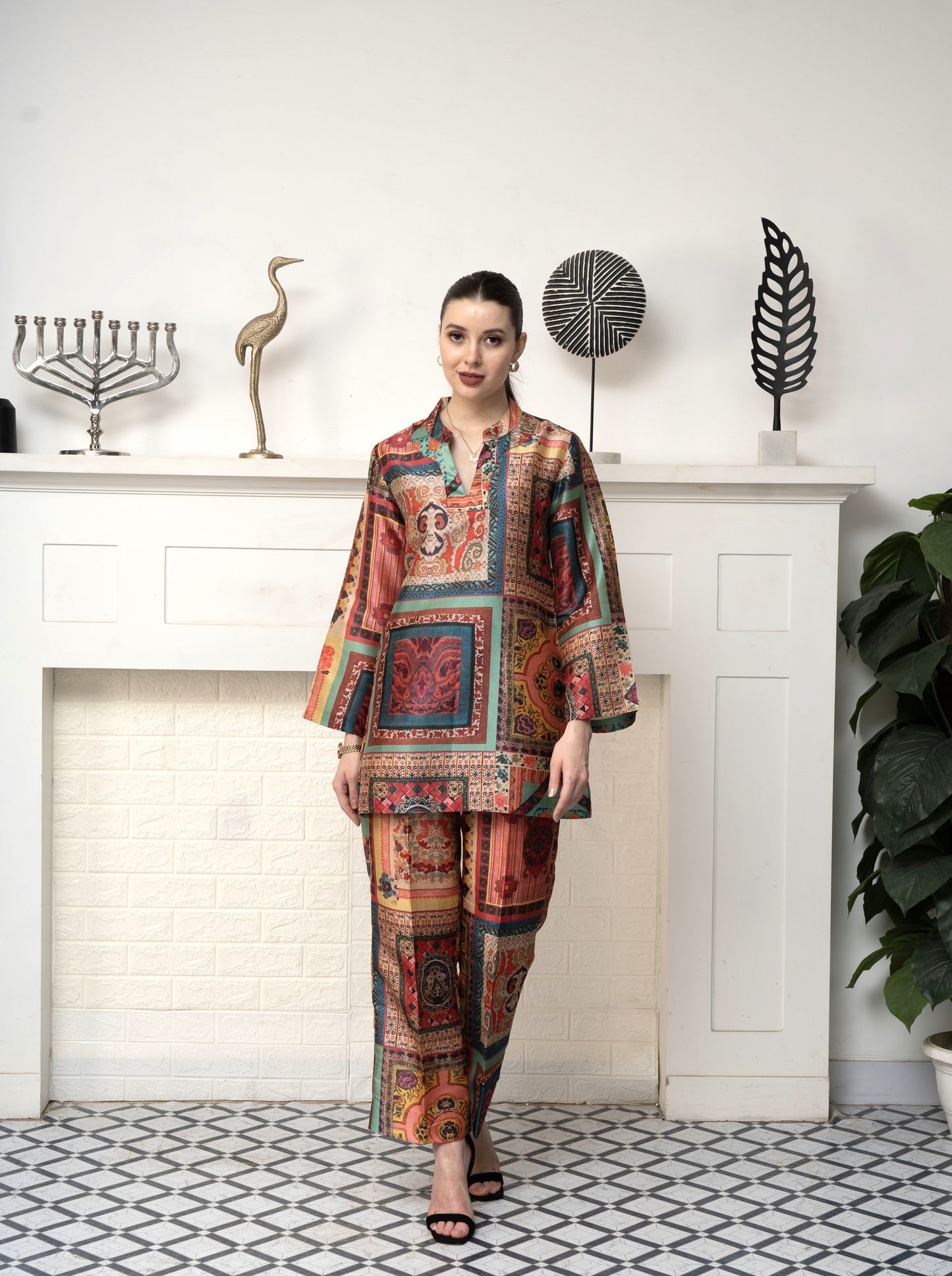 Printed Poly Silk Co-ord Set
