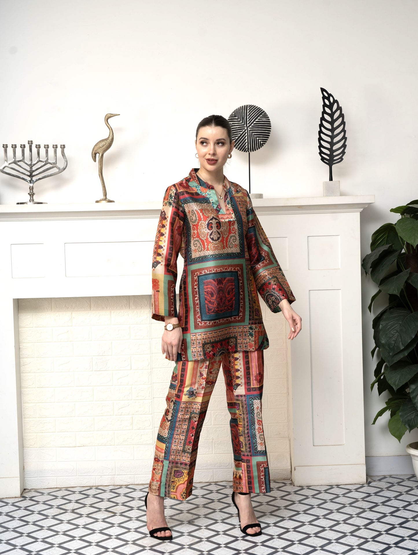 Printed Poly Silk Co-ord Set