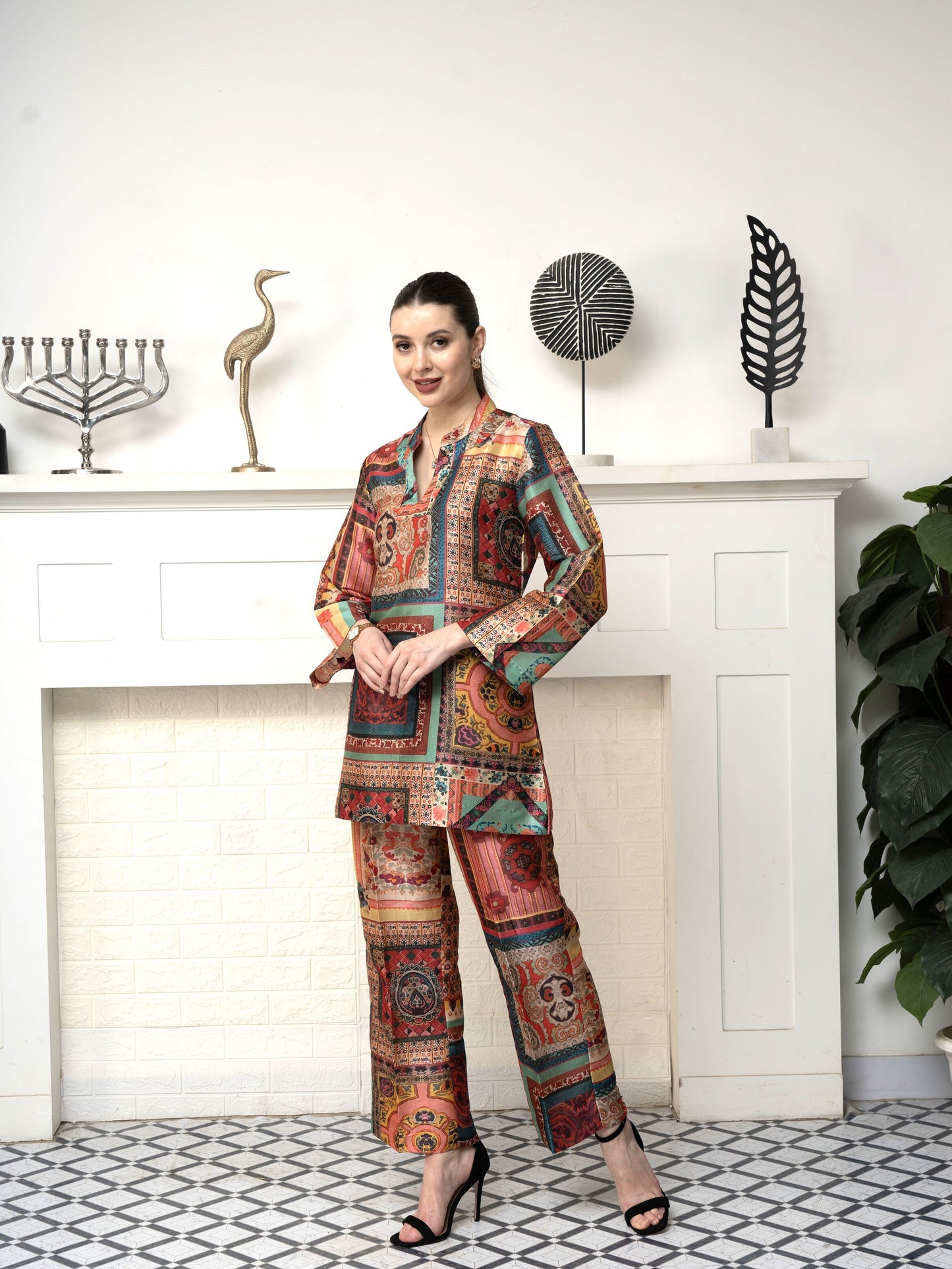 Printed Poly Silk Co-ord Set