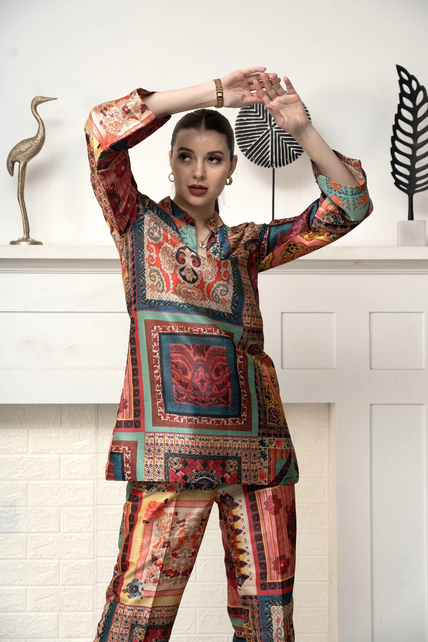 Printed Poly Silk Co-ord Set