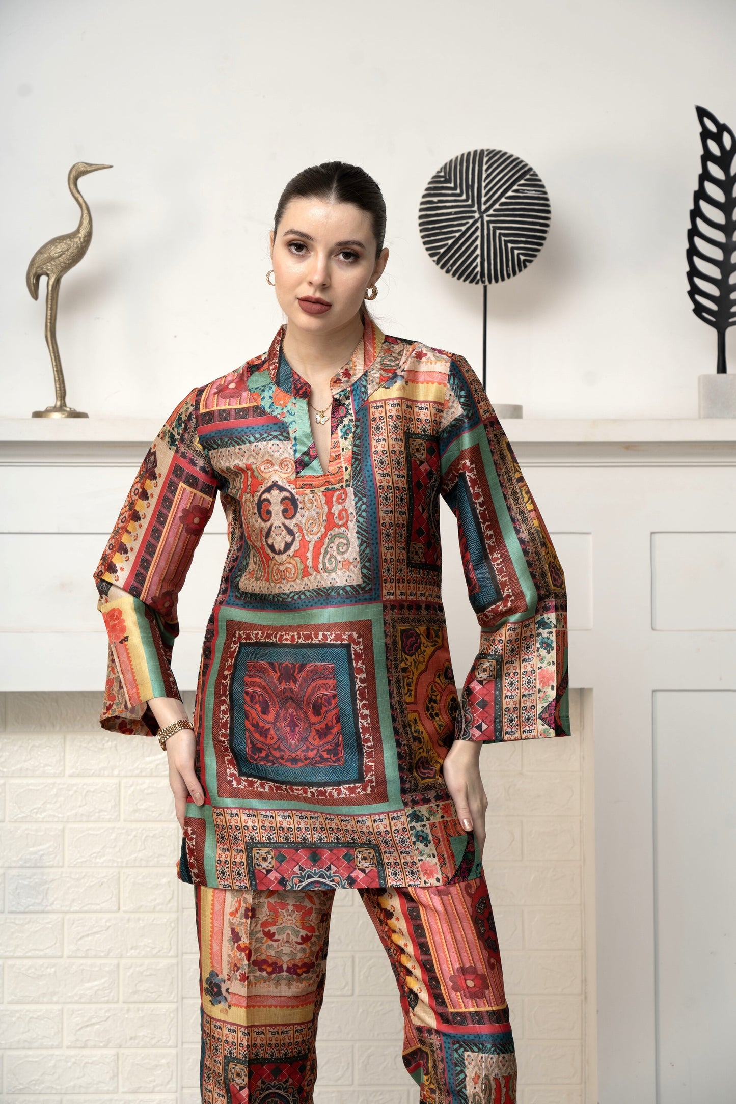 Printed Poly Silk Co-ord Set