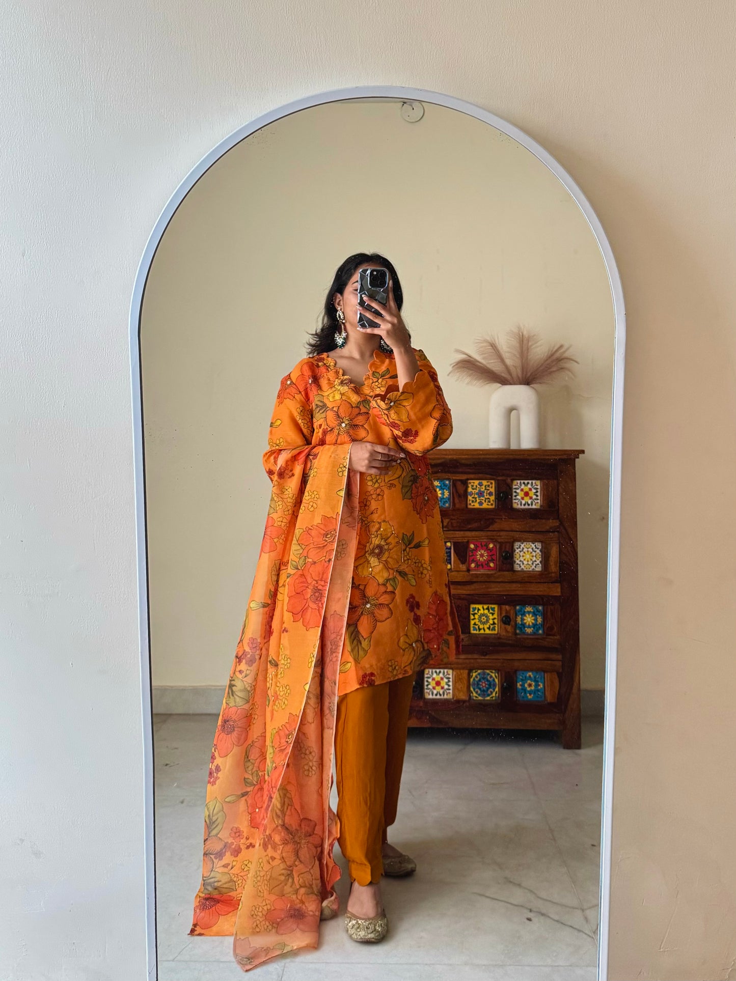 Tissue organza musturd suit set