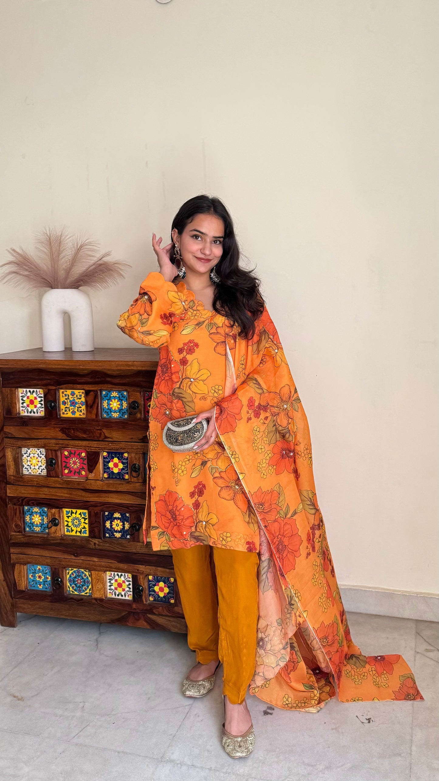 Tissue organza musturd suit set