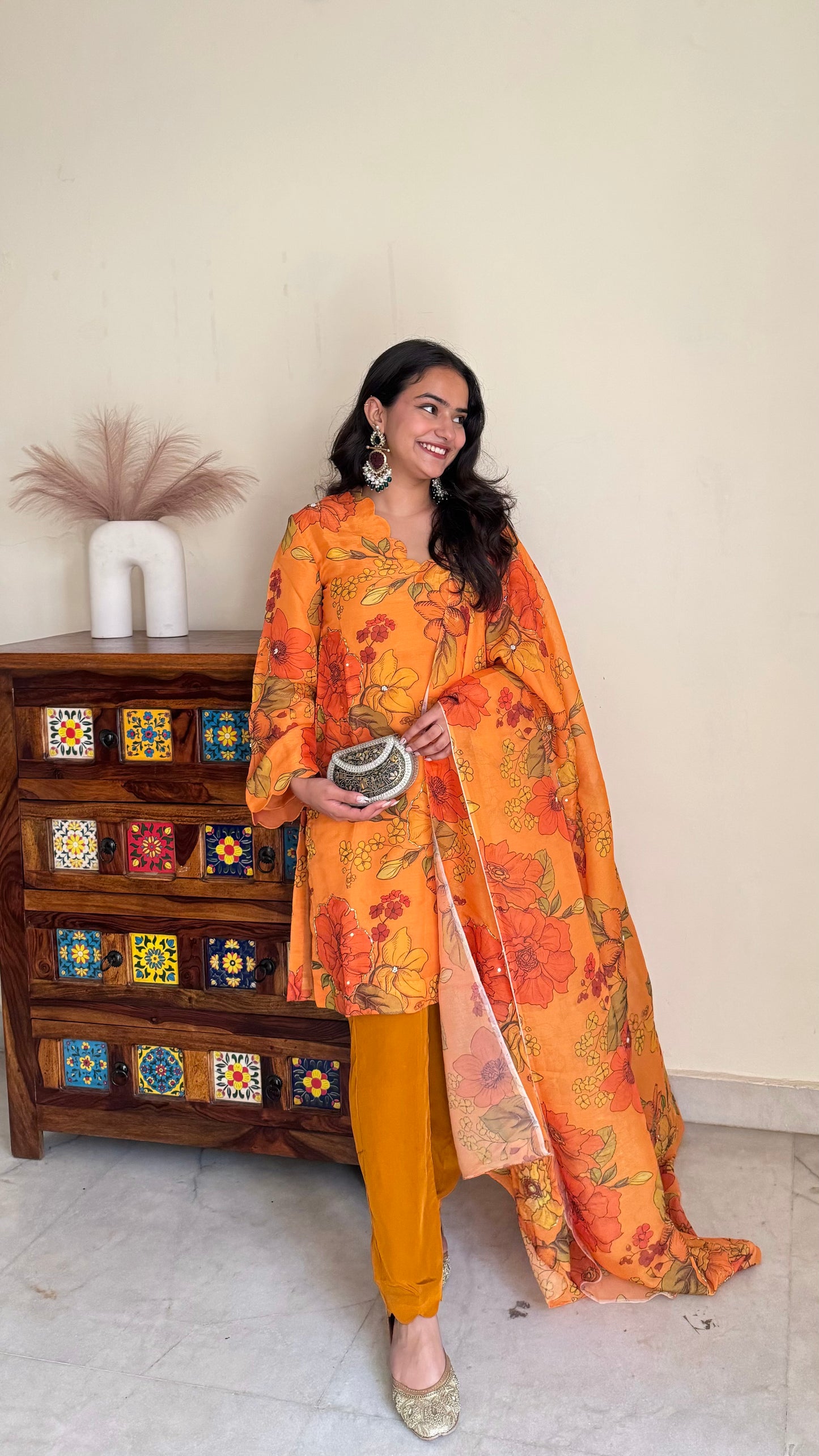 Tissue organza musturd suit set