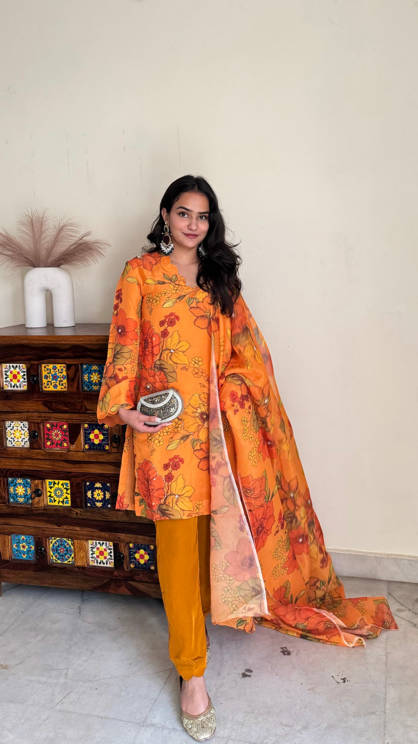 Tissue organza musturd suit set