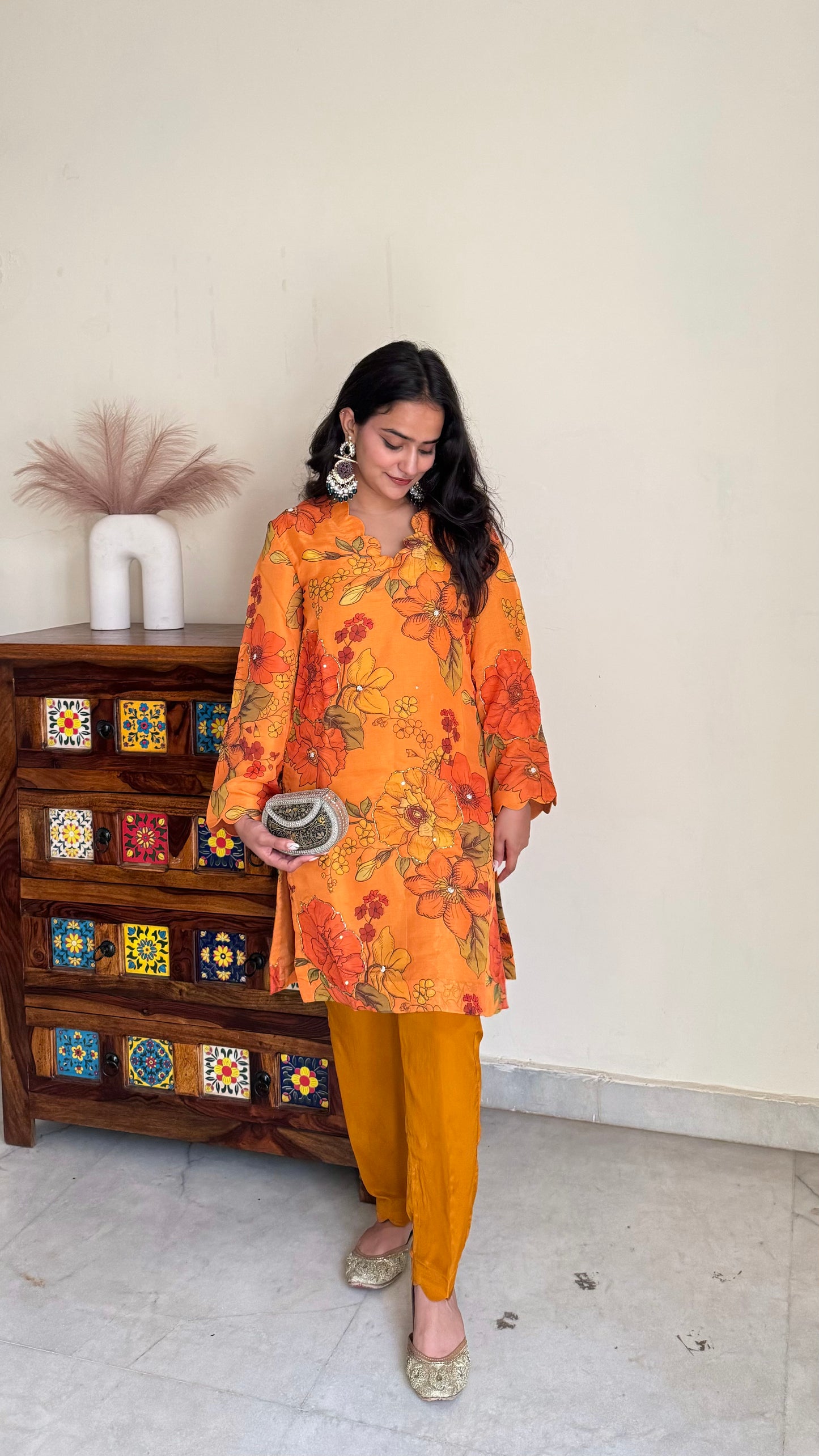 Tissue organza musturd suit set