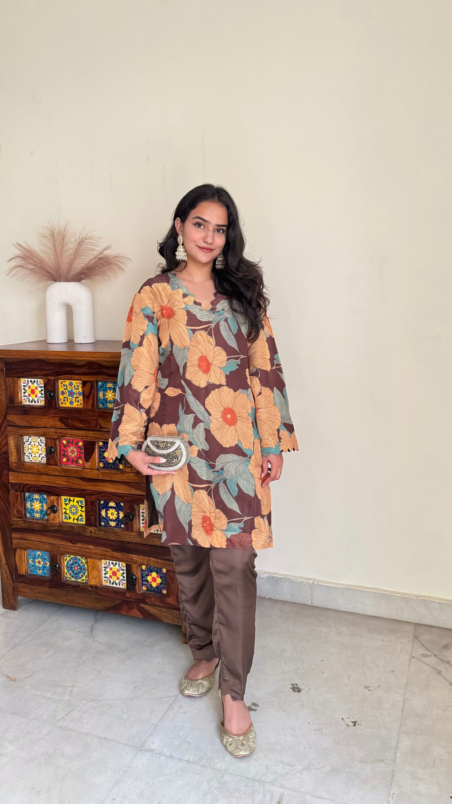 Tissue organza brown suit set