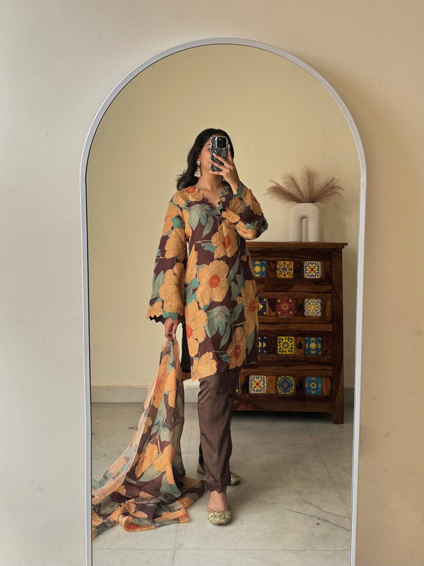 Tissue organza brown suit set