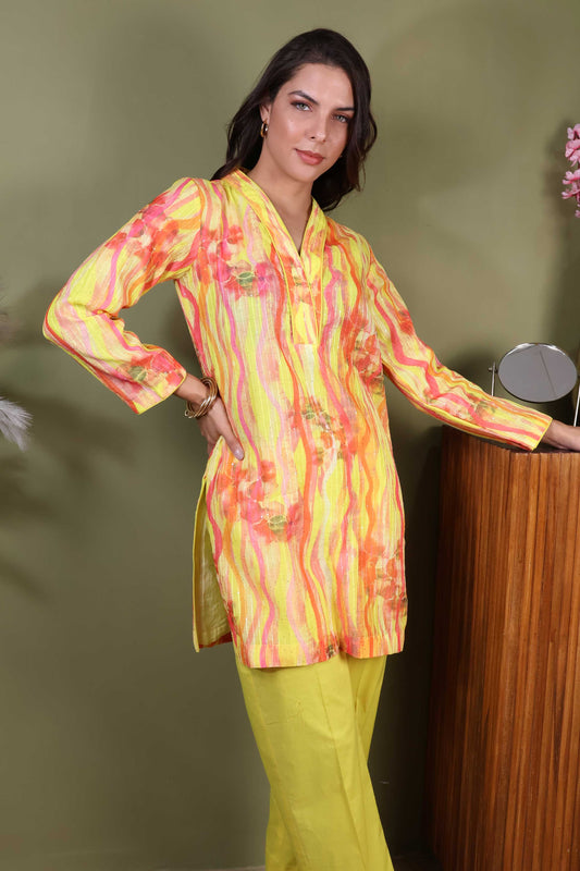 Light Yellow Short Kurta & Pant Set