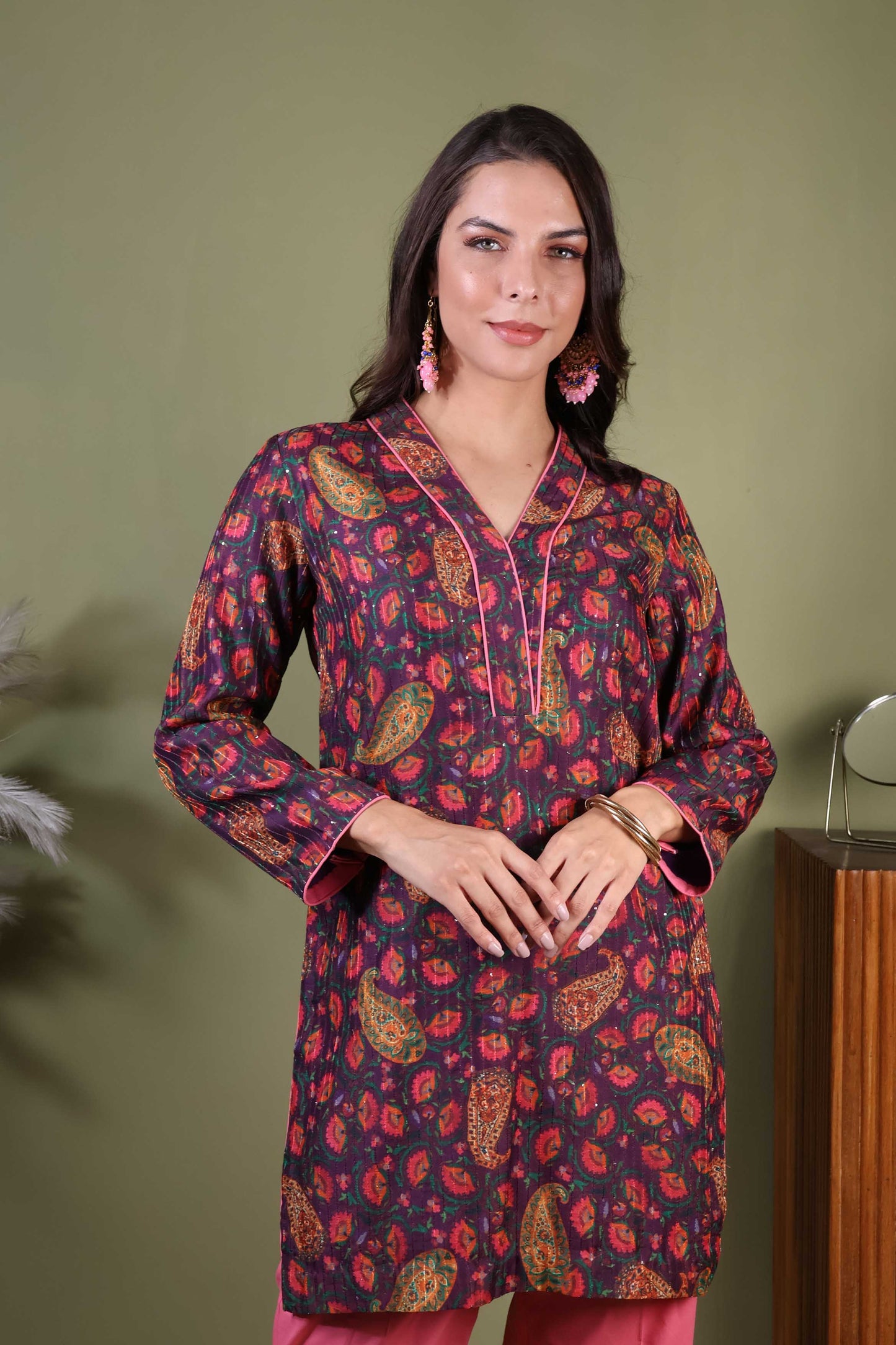 Mauve Short Kurta & Pant Set