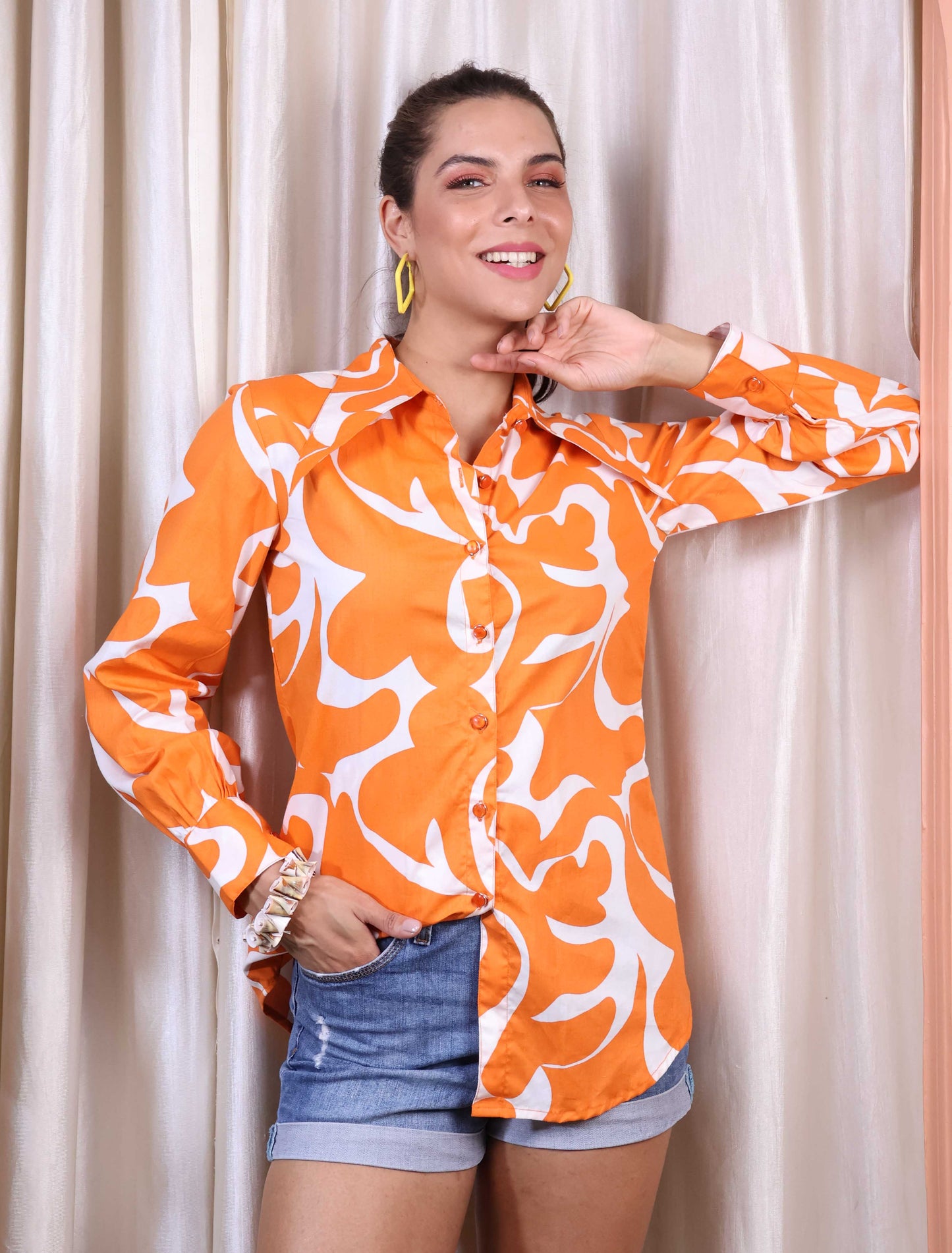 Poplin Floracent Orange Shirt