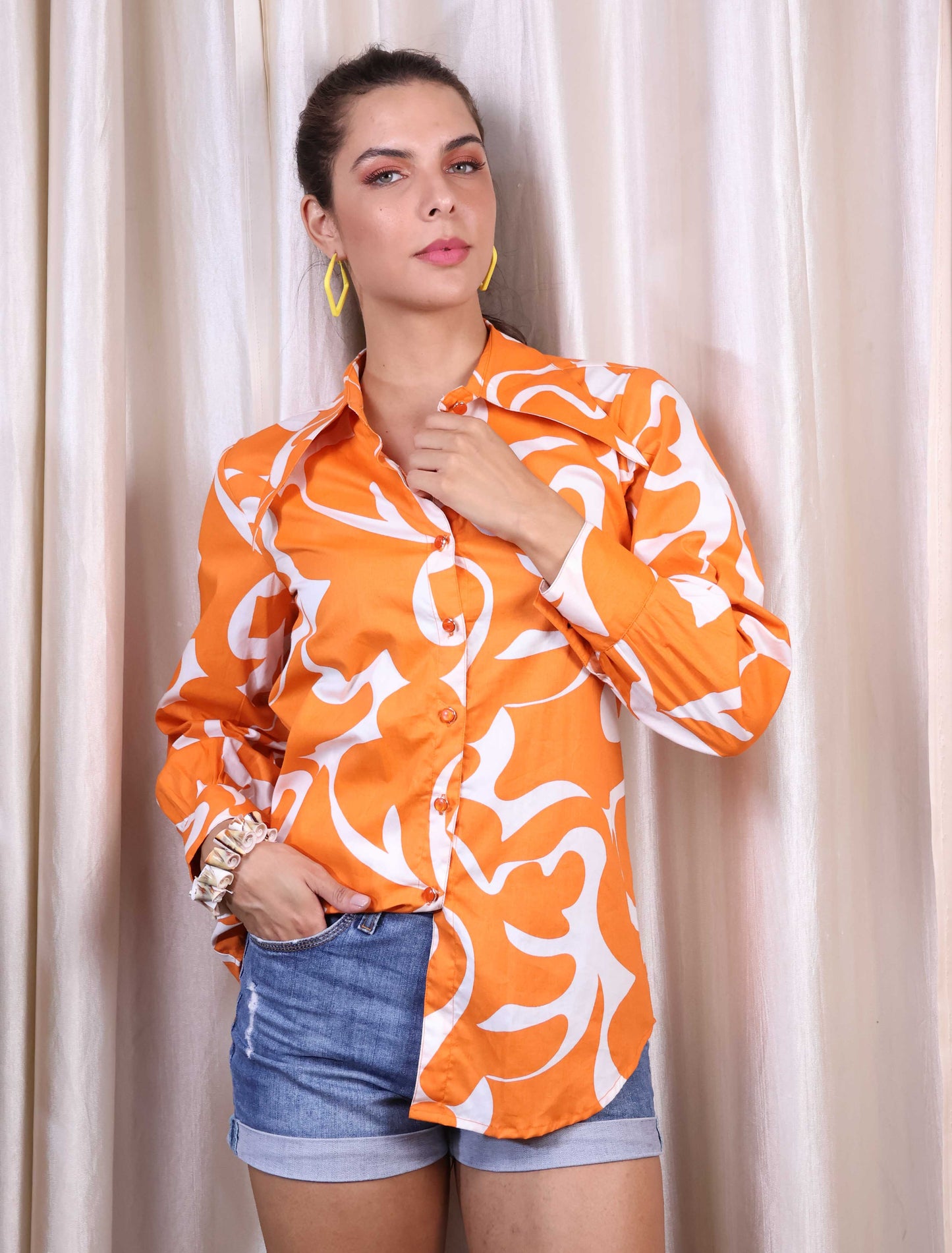 Poplin Floracent Orange Shirt