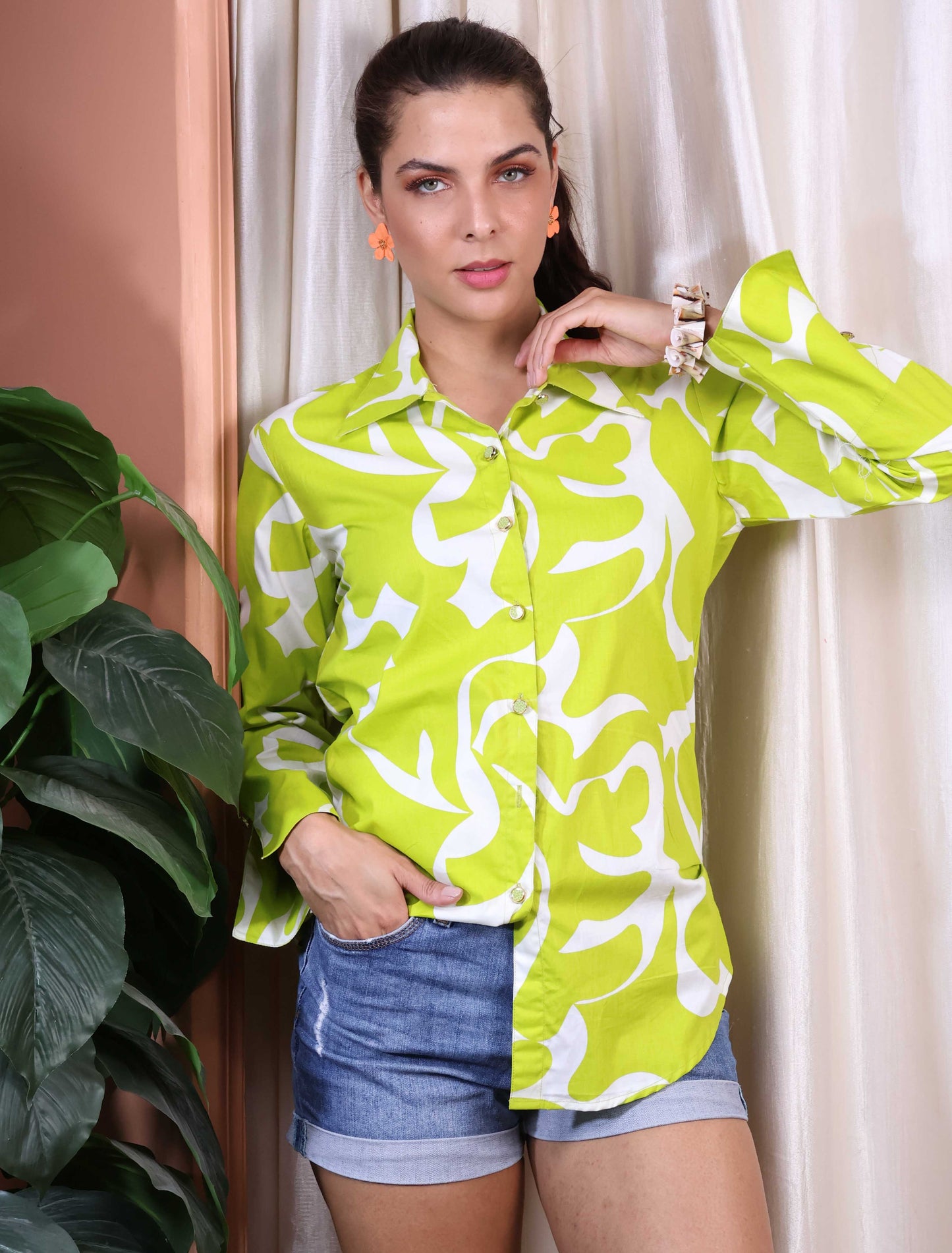 Poplin Floracent Green Shirt