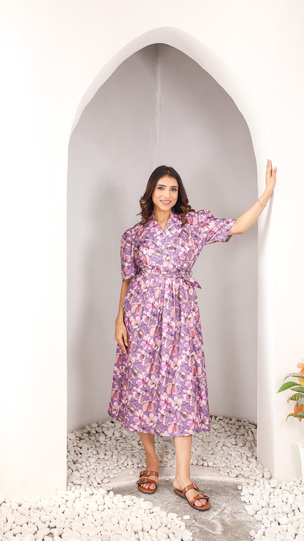 Mauve Floral Cotton Dress