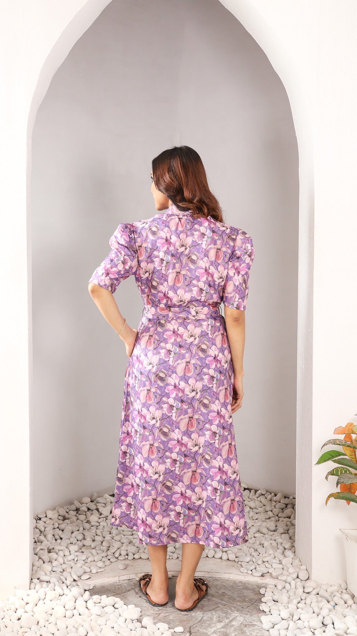 Mauve Floral Cotton Dress