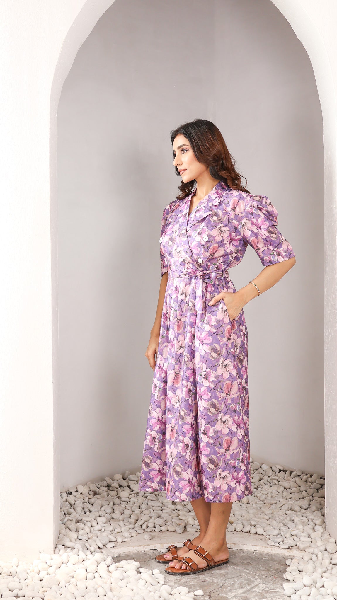 Mauve Floral Cotton Dress