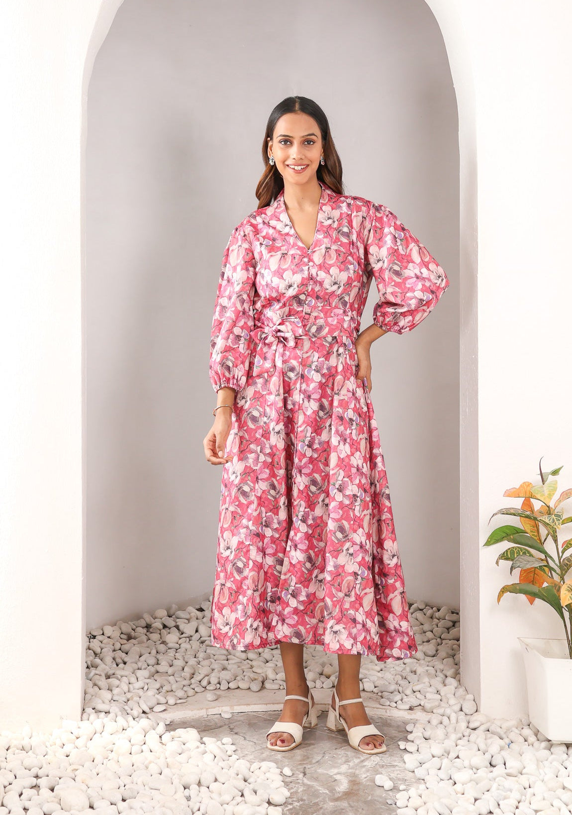 Red Floral Cotton Dress