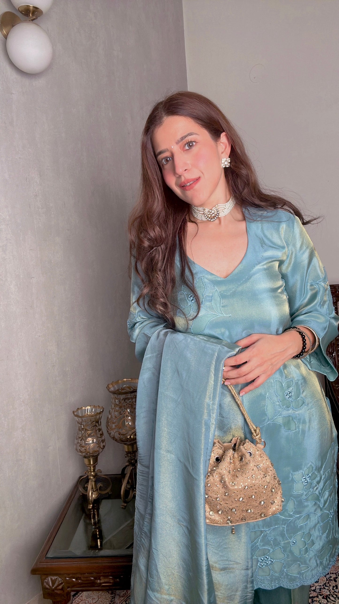 Blue Tissue Suit Set