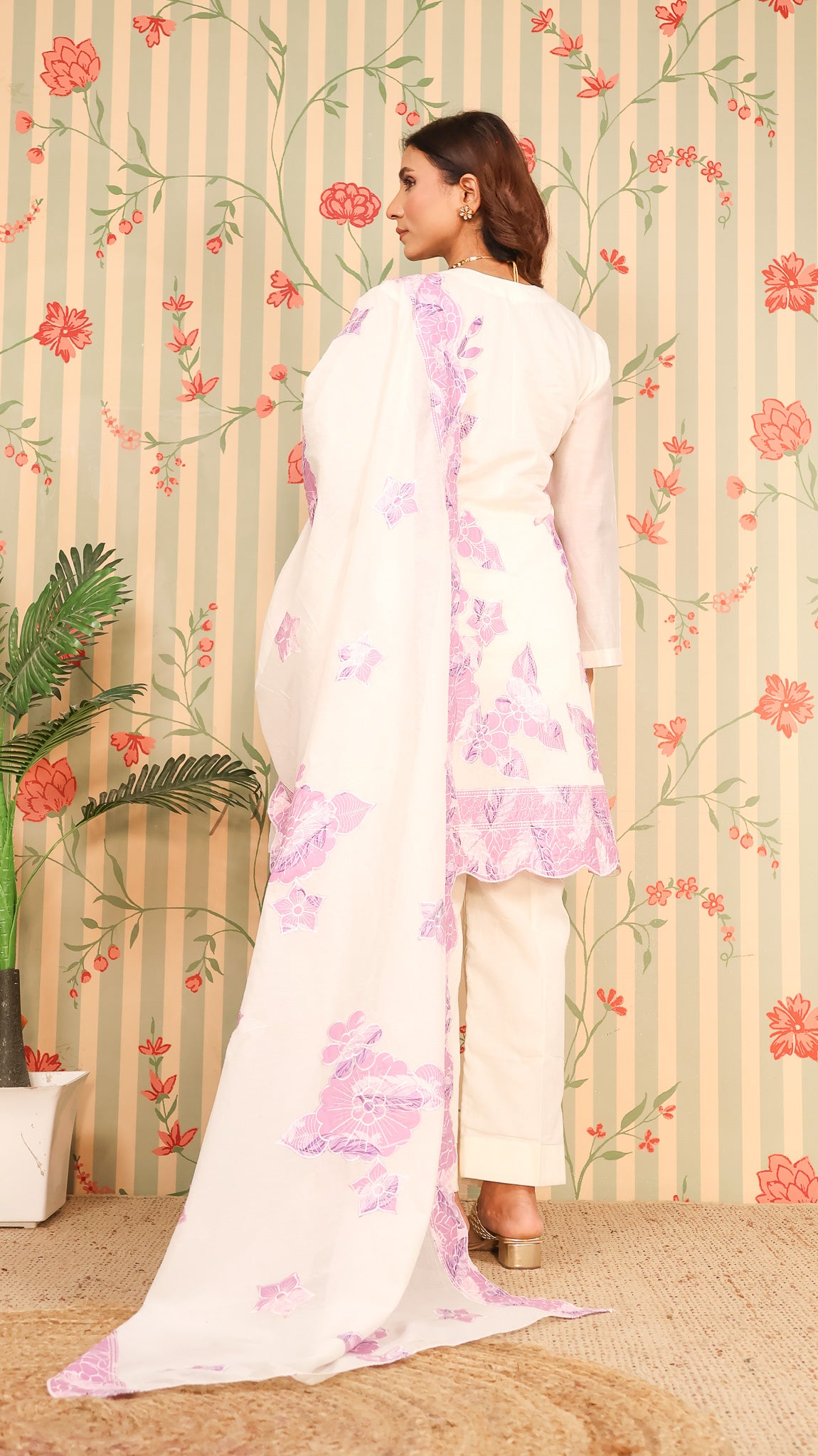 Purple Offwhite Suit Set