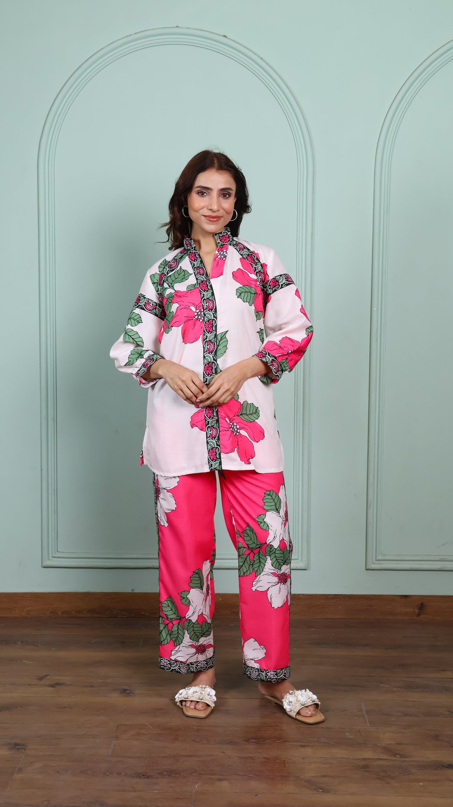 Pink & Off White Petal Co-Ord Set