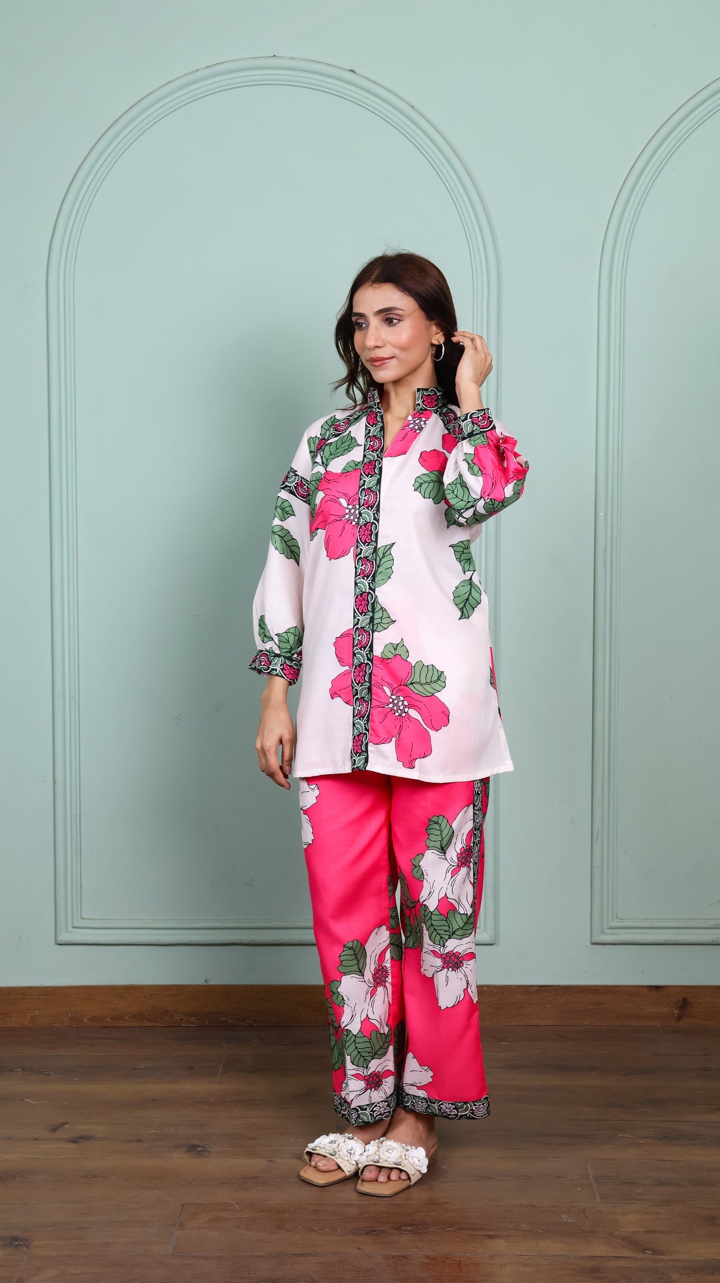 Pink & Off White Petal Co-Ord Set