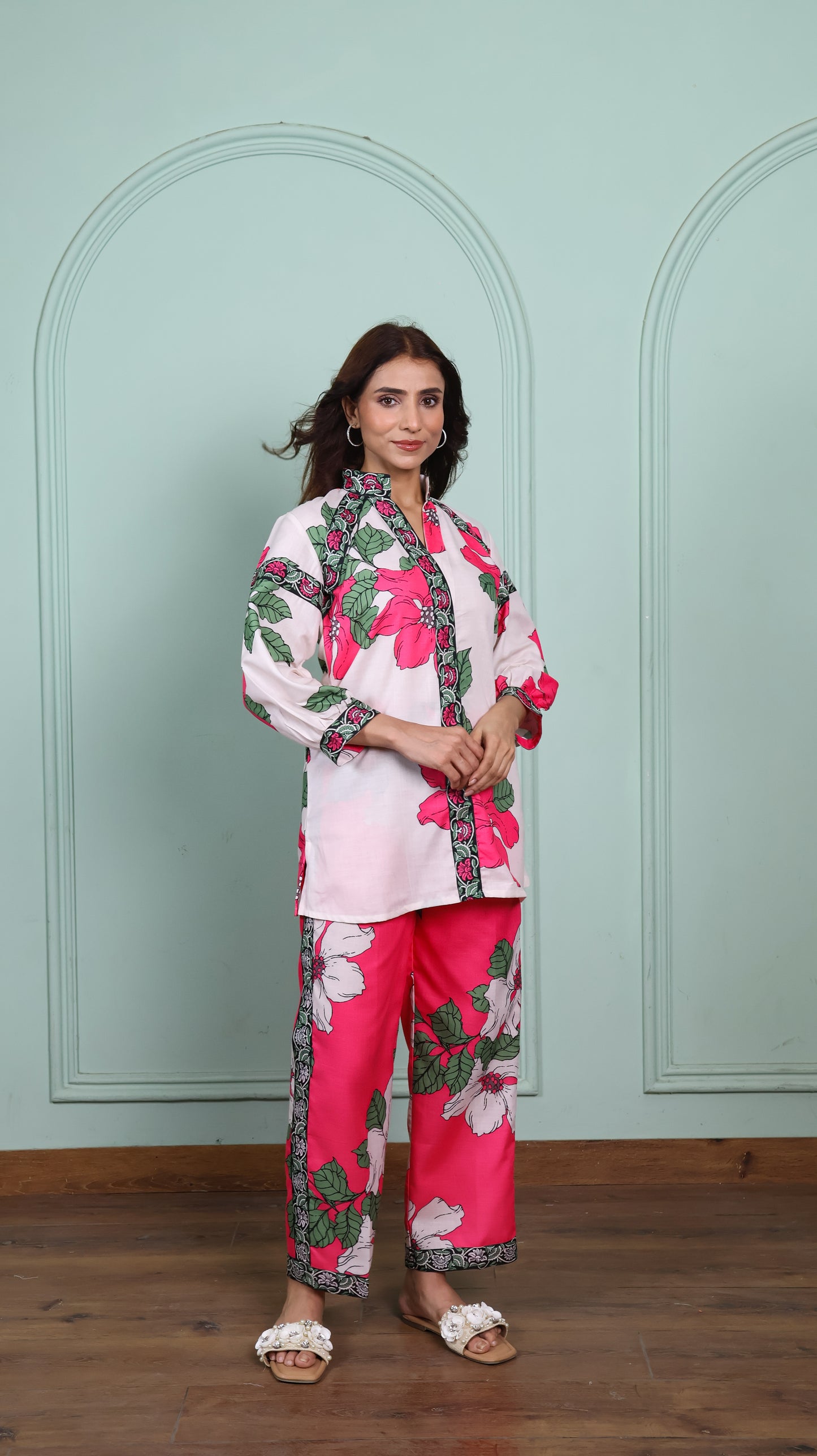 Pink & Off White Petal Co-Ord Set