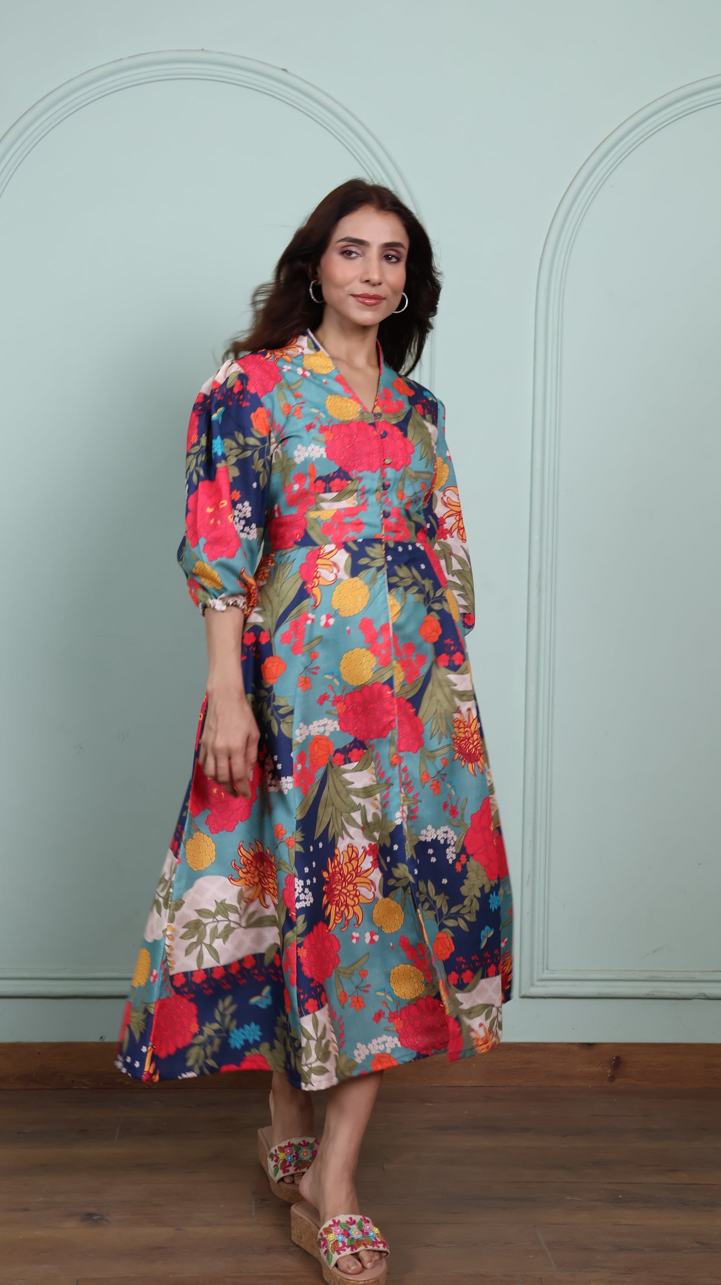 Blue Beach Floral Dress