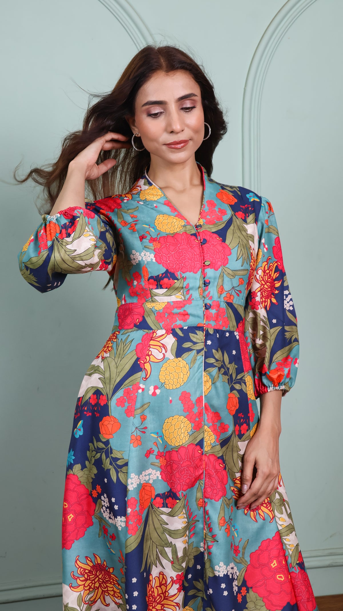 Blue Beach Floral Dress