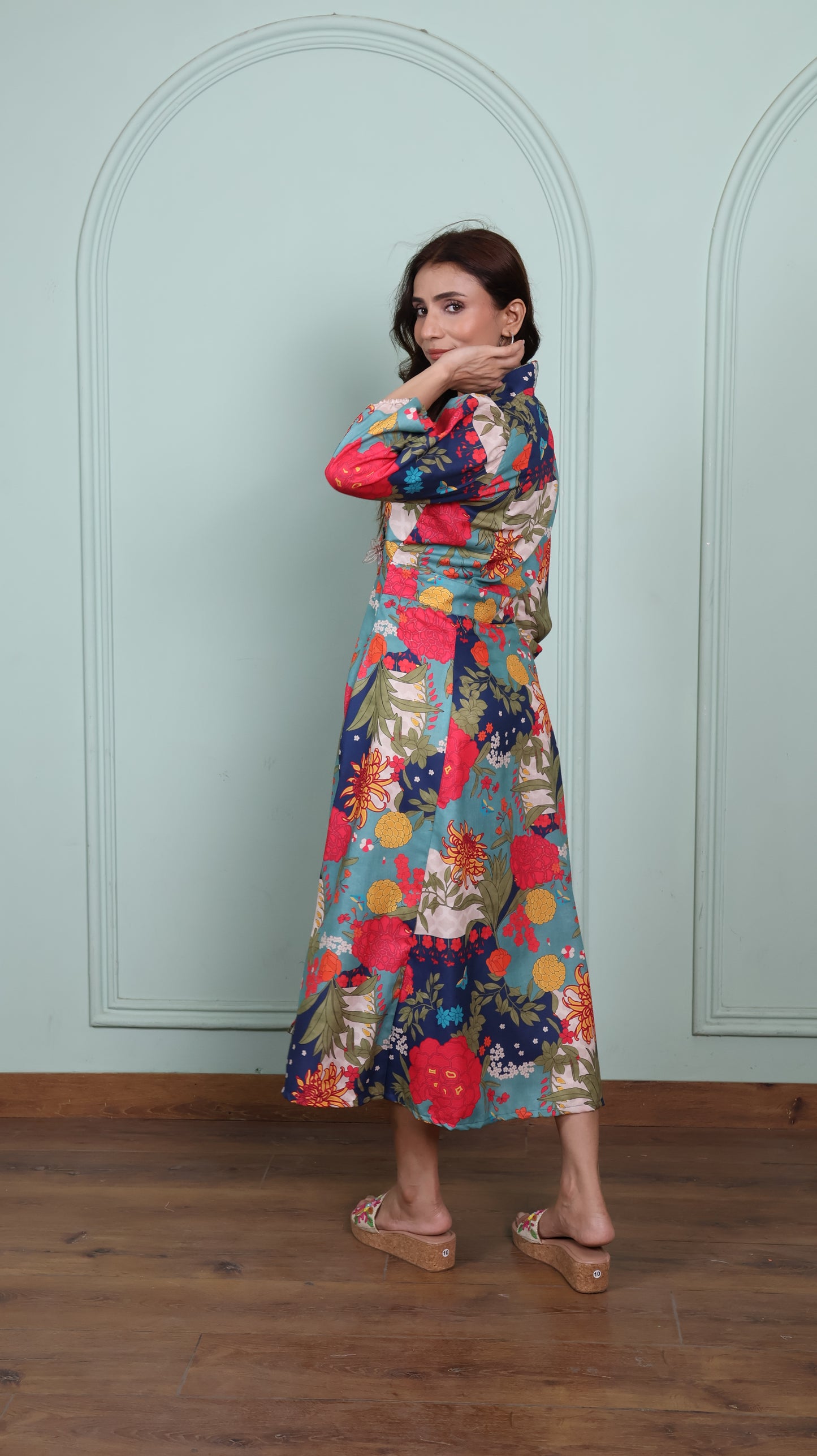 Blue Beach Floral Dress