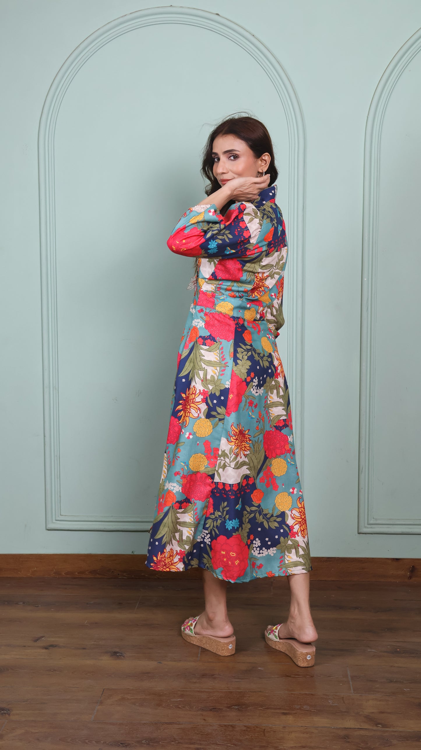 Blue Beach Floral Dress