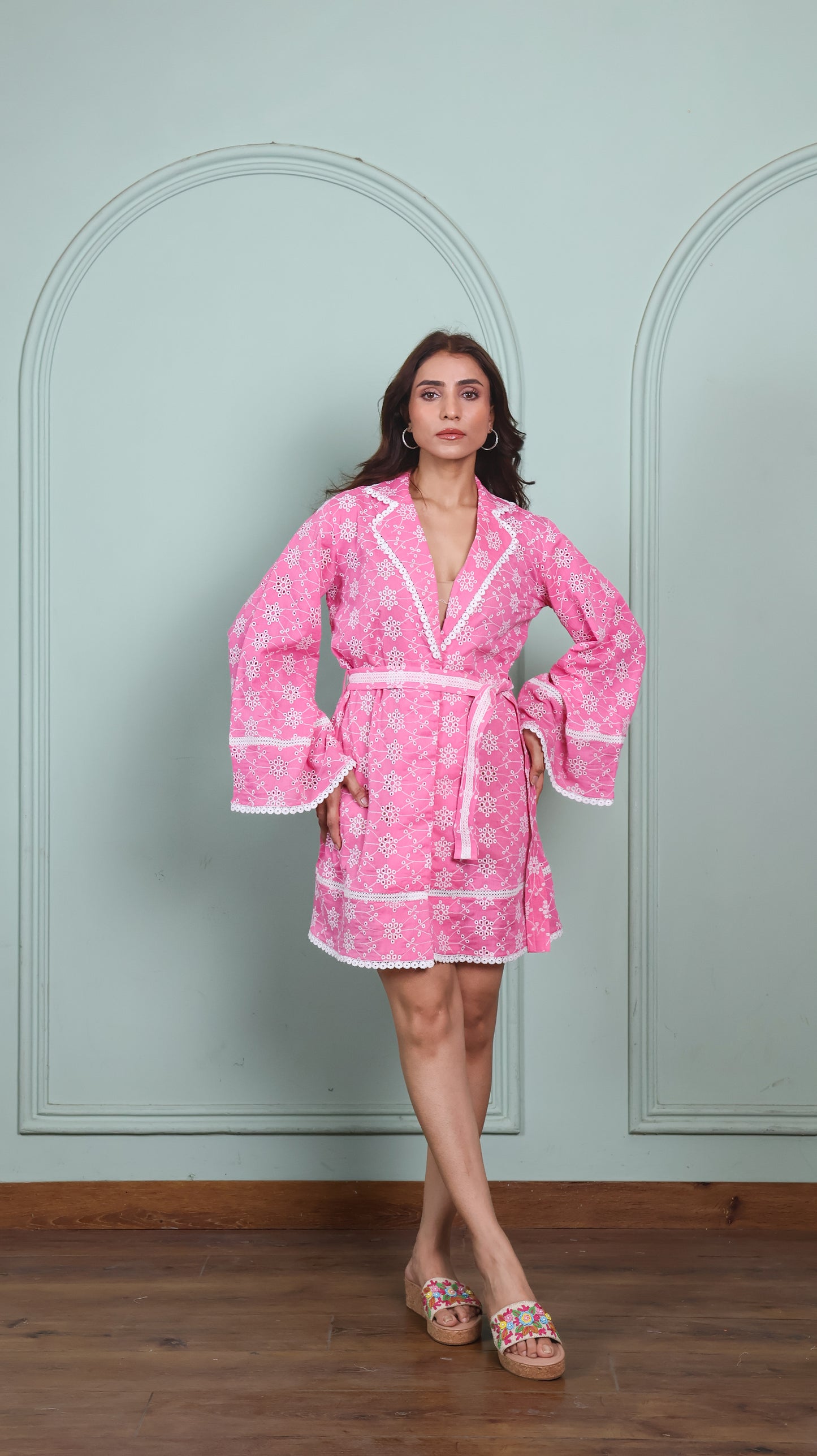 Chikankari blush belle dress