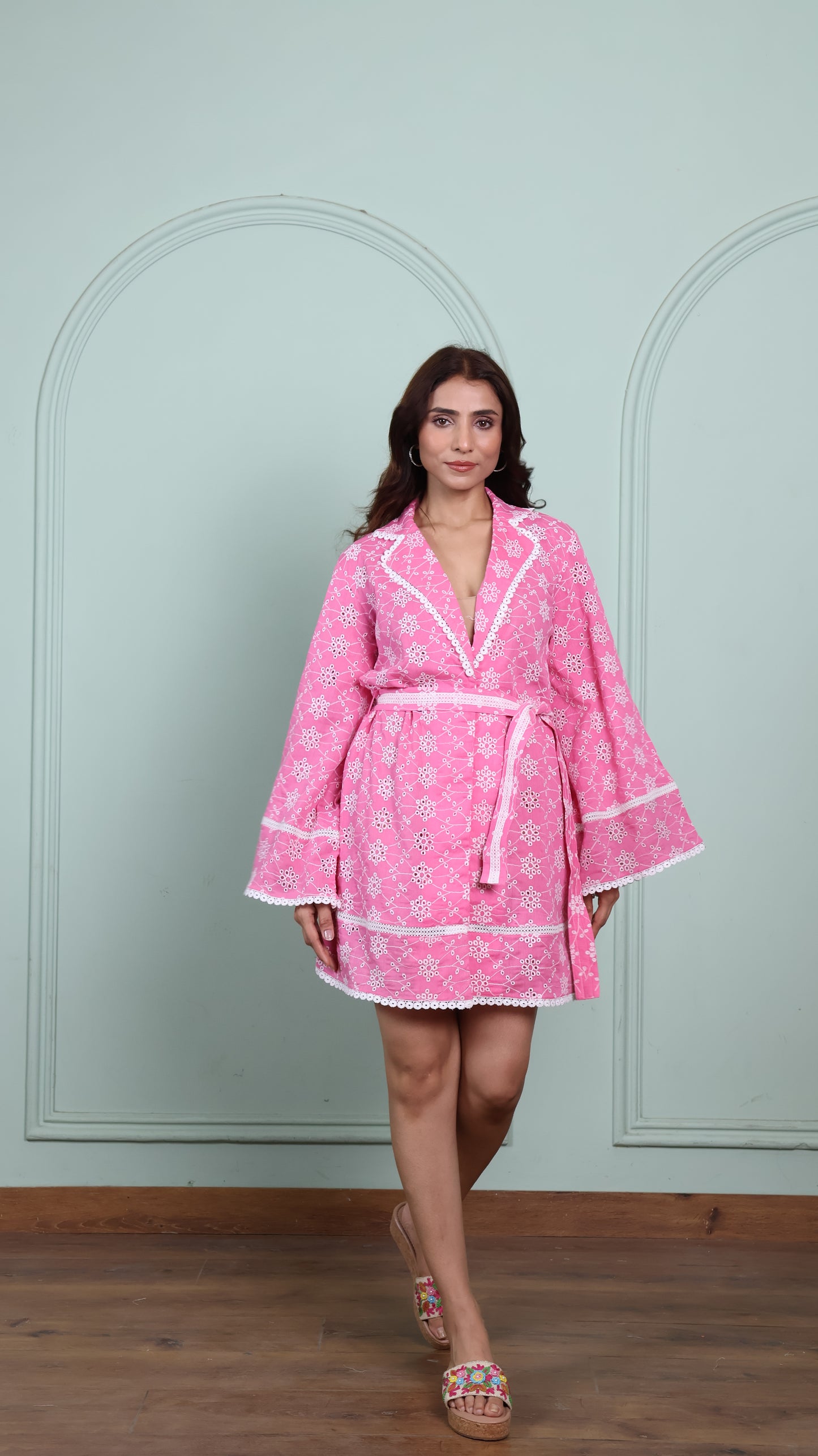 Chikankari blush belle dress