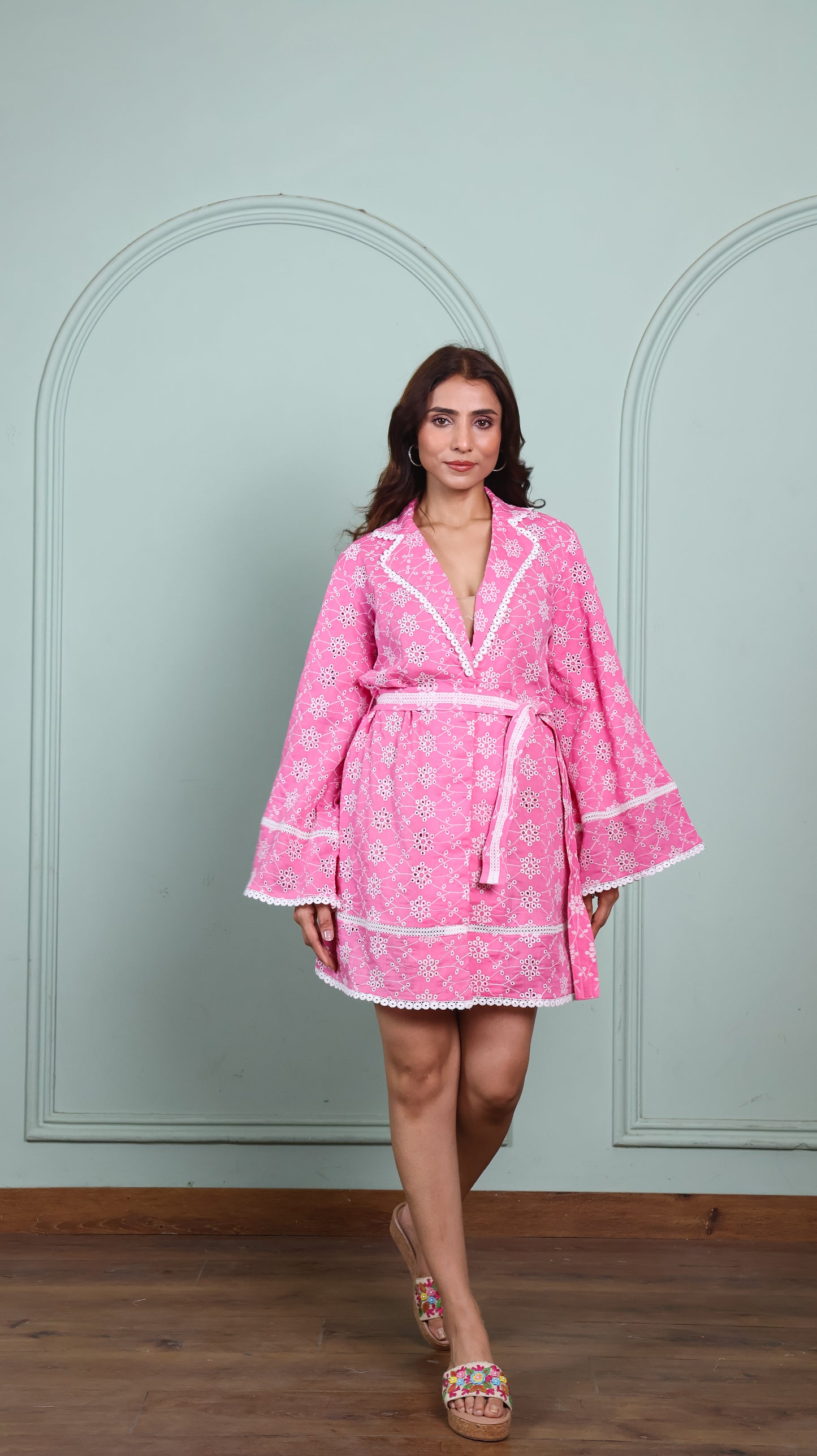 Chikankari blush belle dress