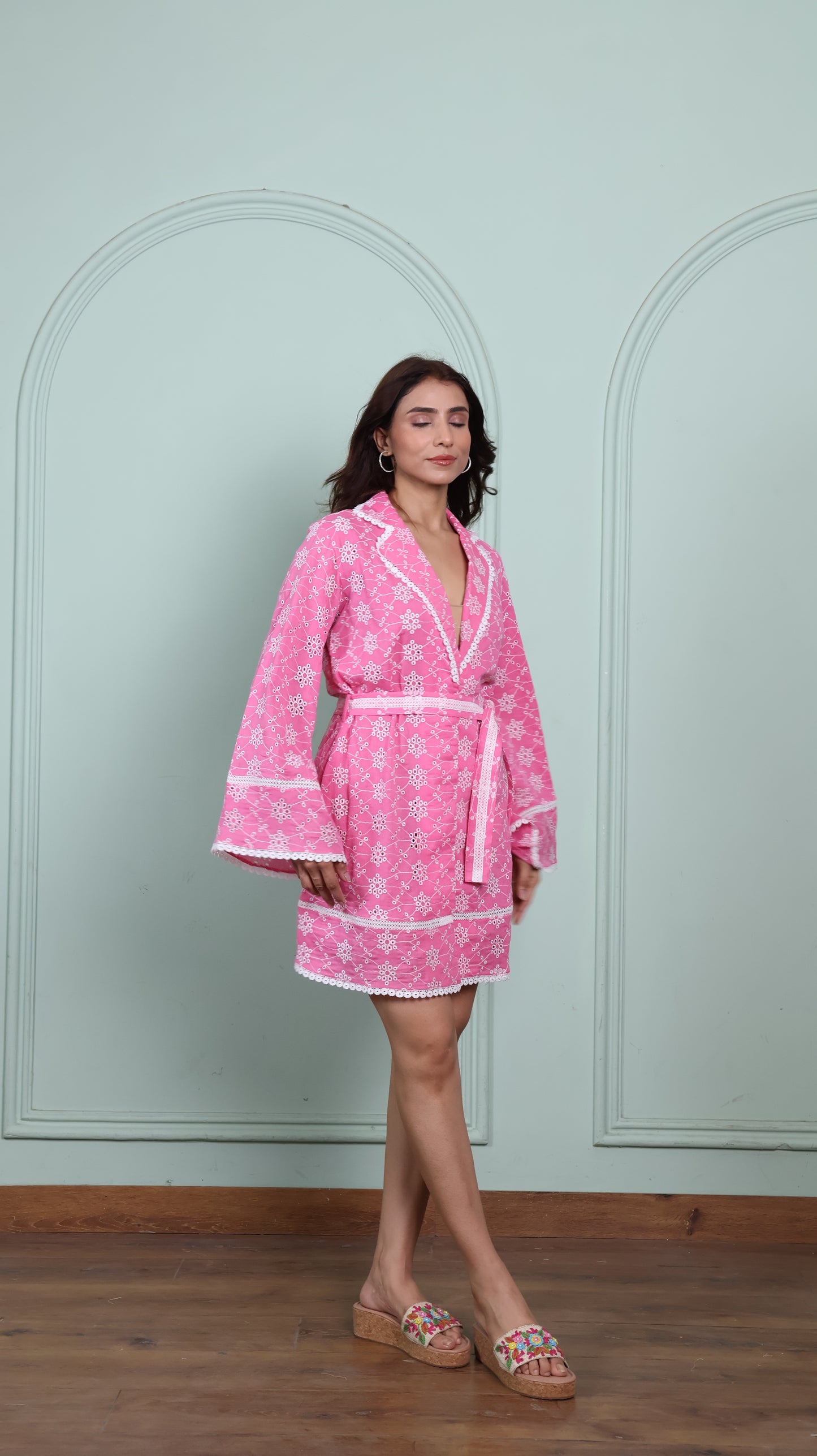Chikankari blush belle dress