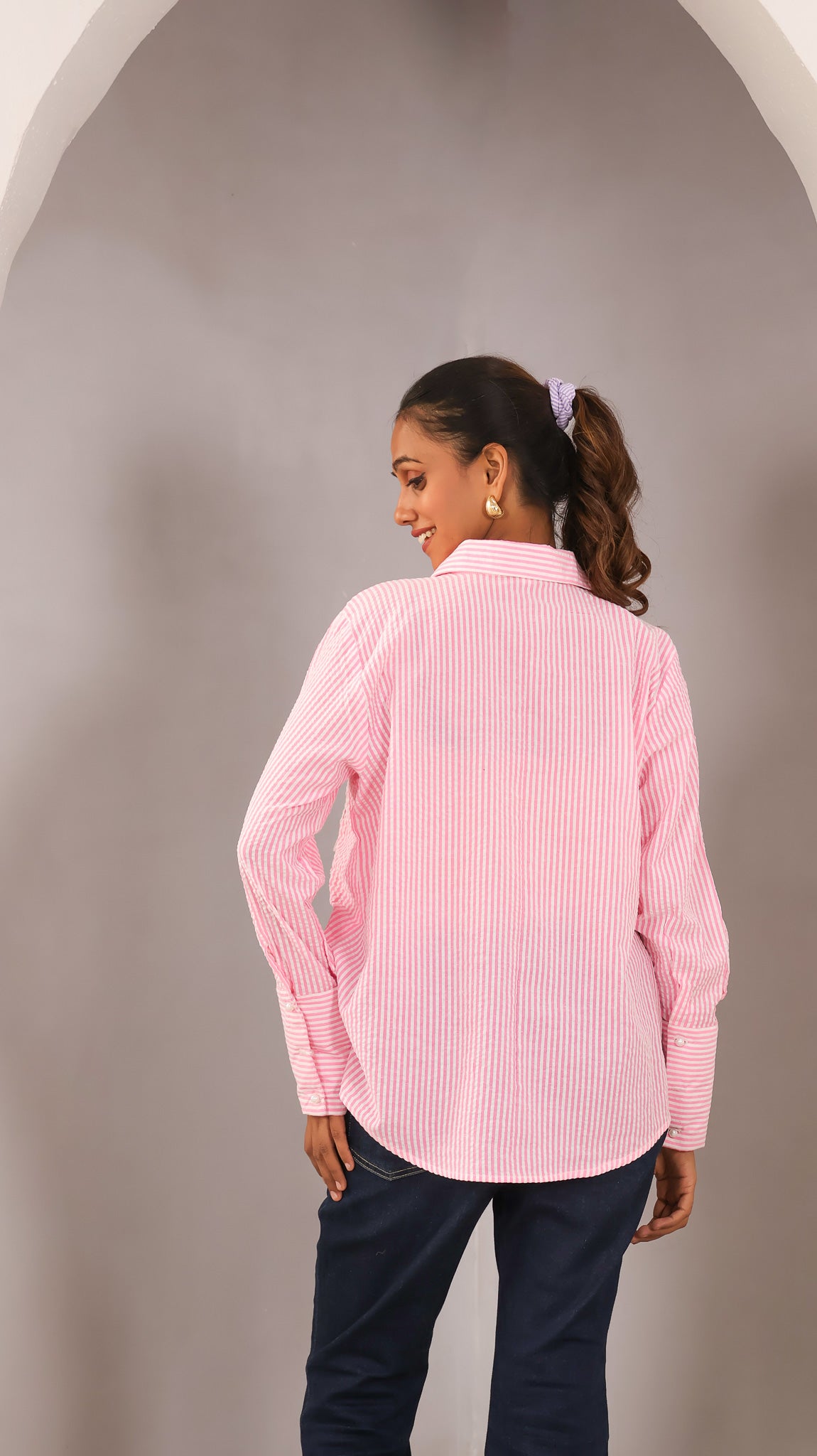 Florecent Striped Pink Patchwork Shirt