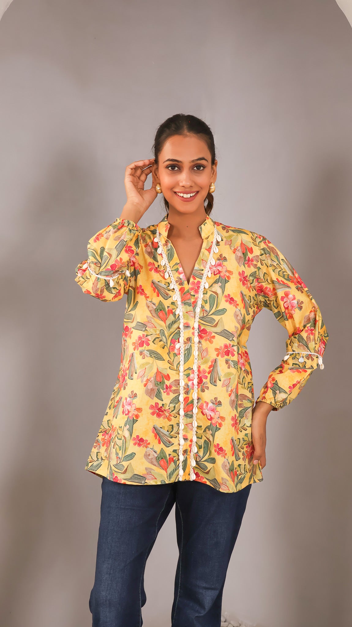 Floral top with shells