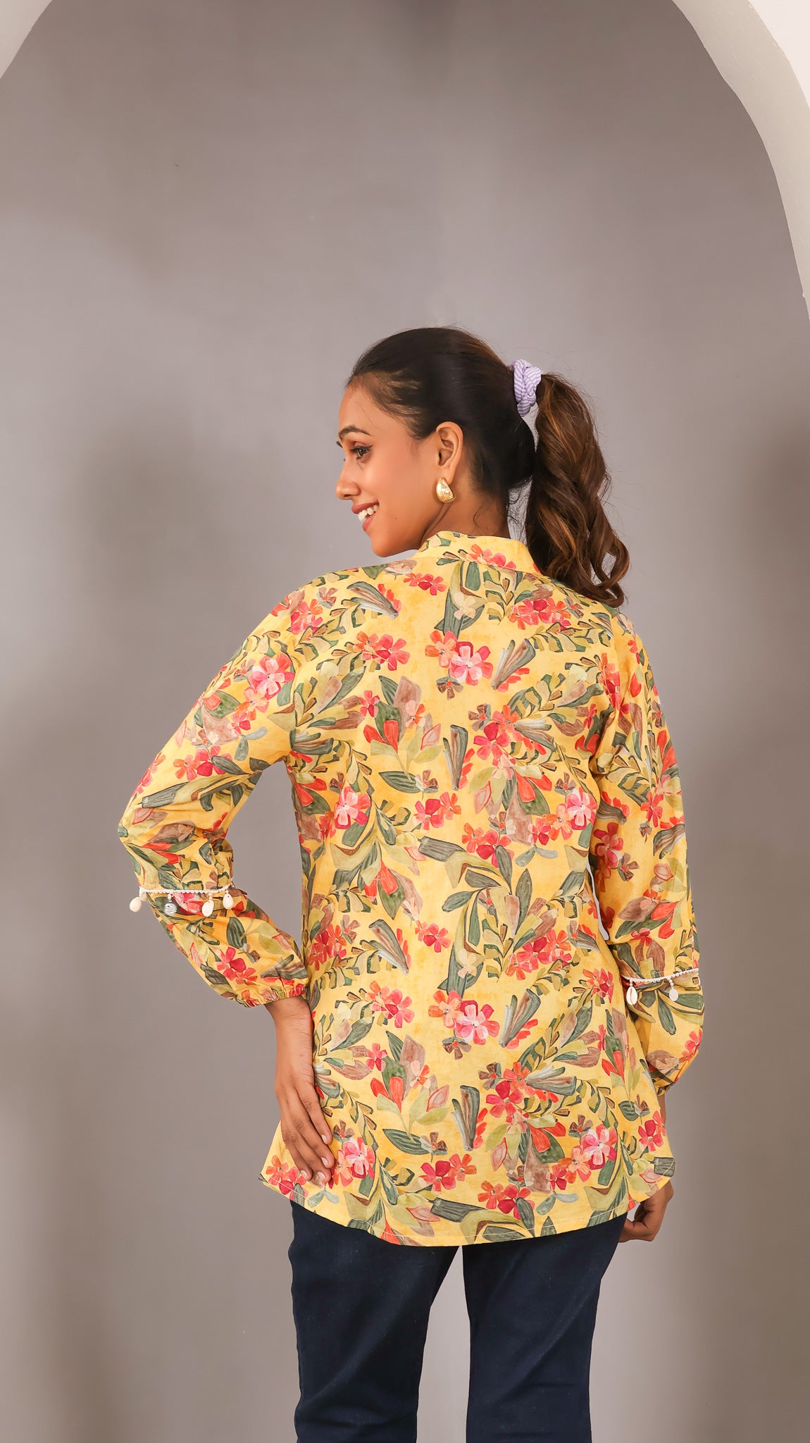 Floral top with shells