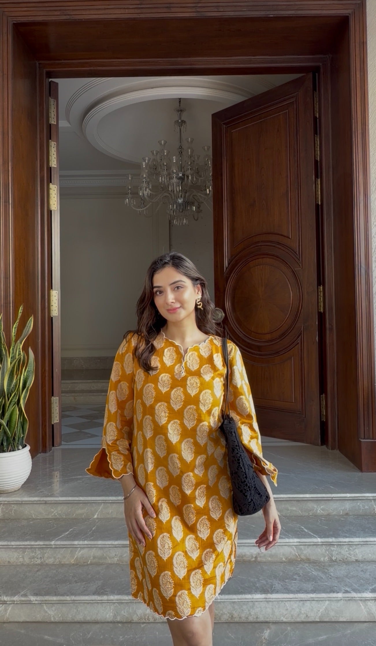 Mustard White Mul Shirt Dress - Golden Yellow / S / Cotton - Allure Armoire