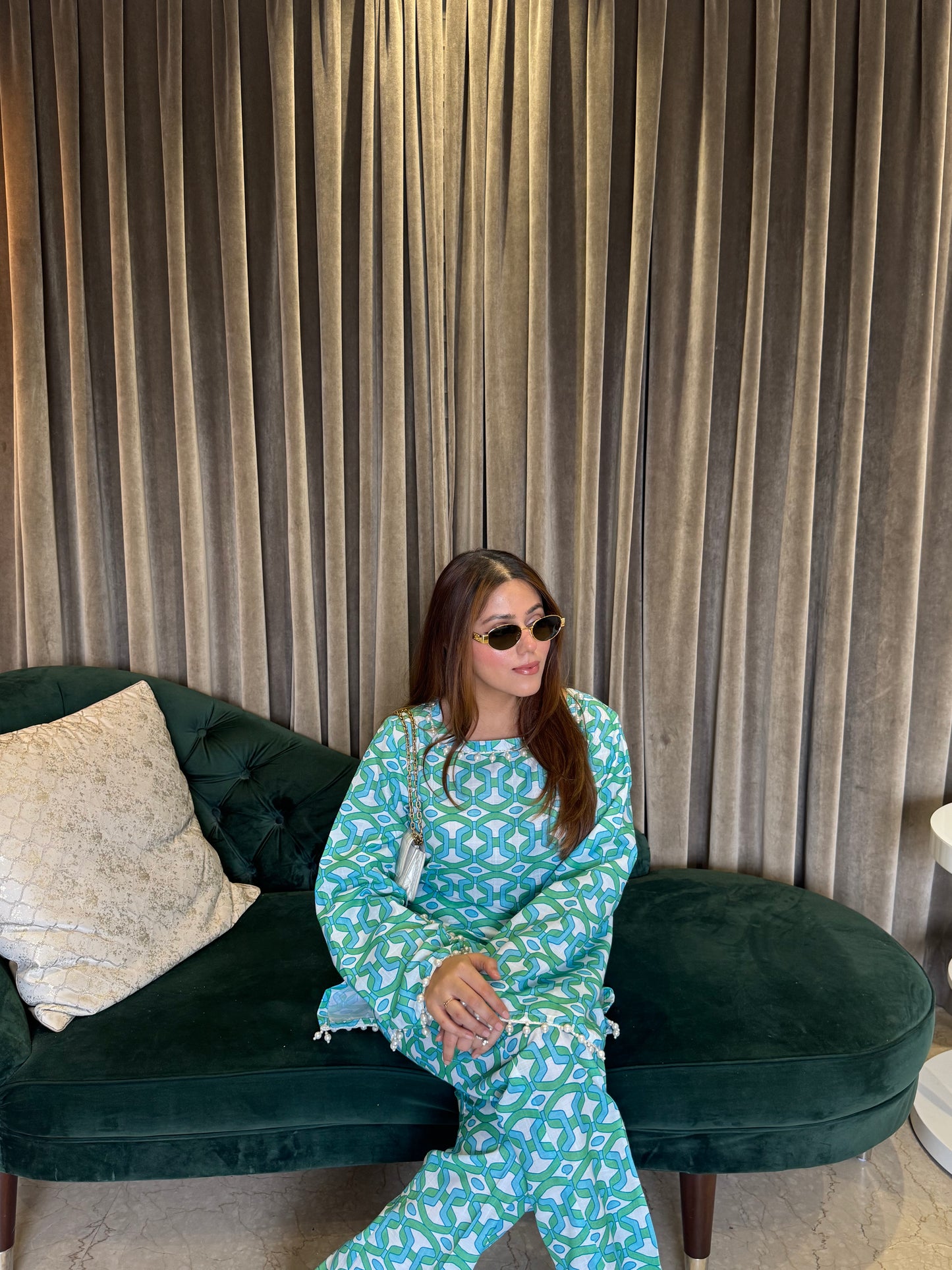 Blue Printed Cotton Coordset 🦋 - M - Allure Armoire